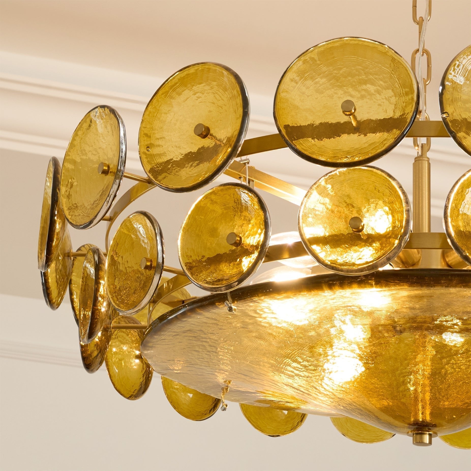 Aurora Chandelier Murano Glass Disc Vintage-Neutral Decor