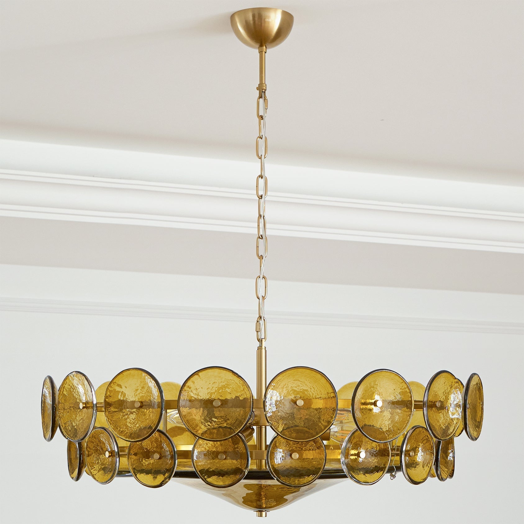 Aurora Chandelier Murano Glass Disc Vintage-Neutral Decor