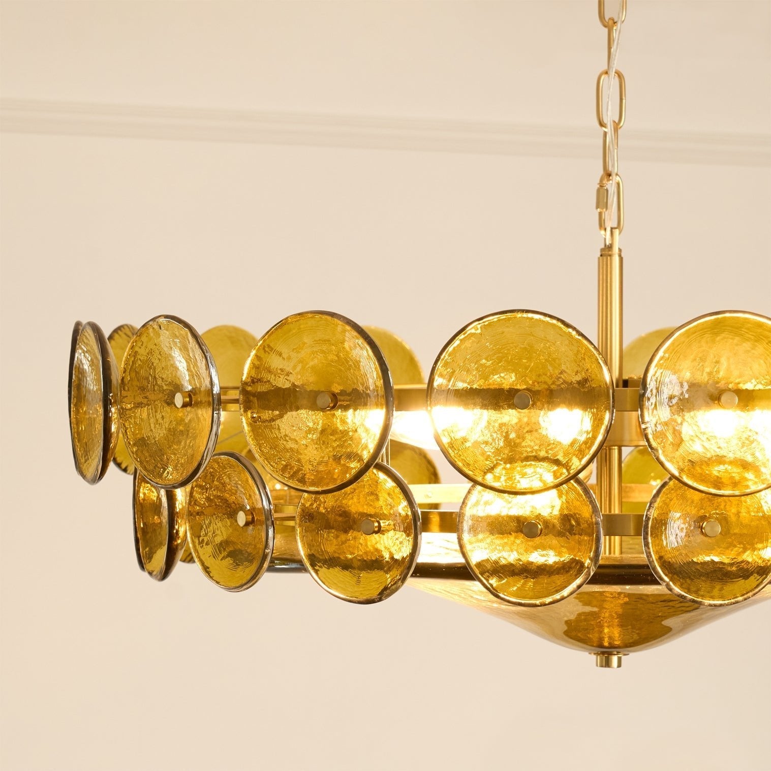 Aurora Chandelier Murano Glass Disc Vintage-Neutral Decor