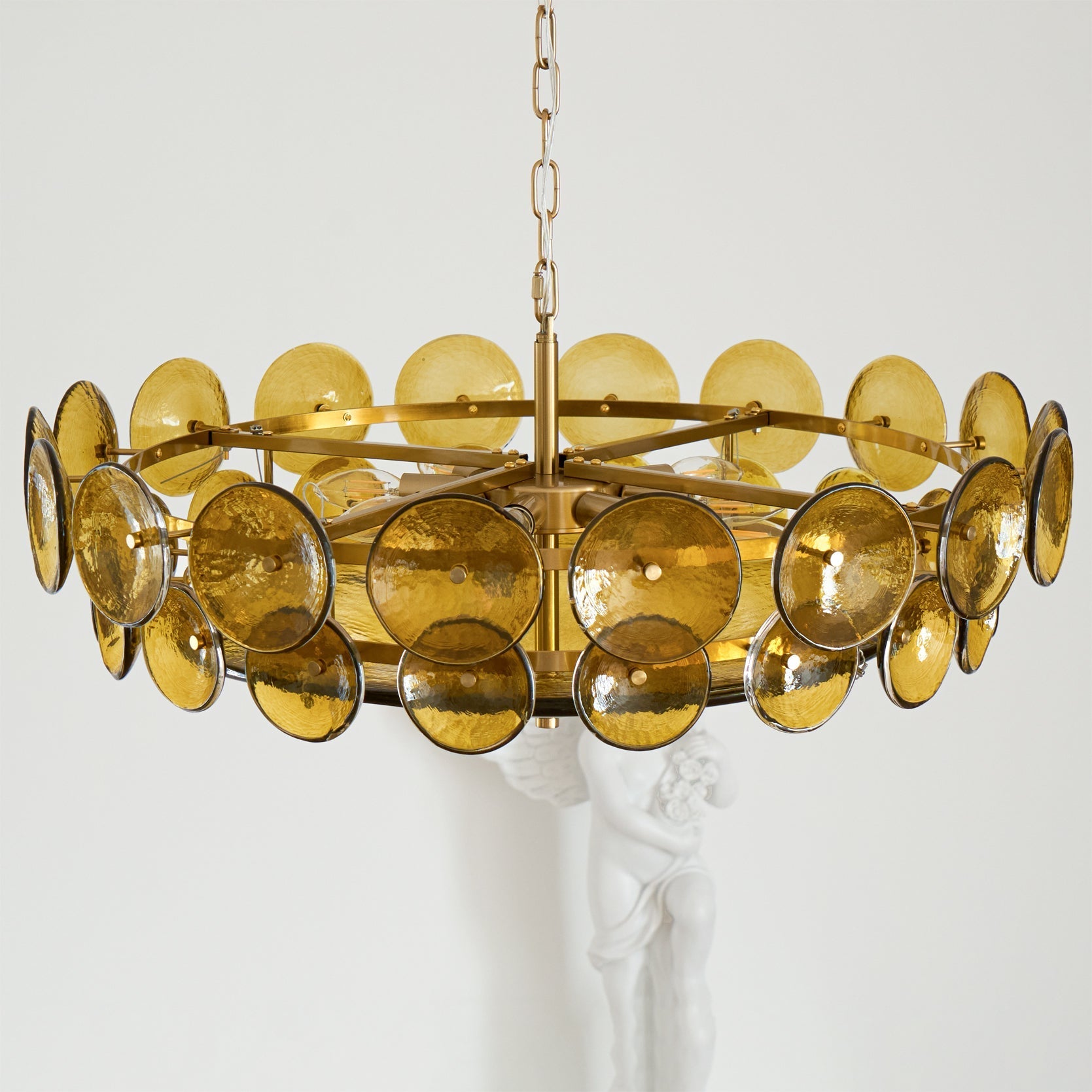 Aurora Chandelier Murano Glass Disc Vintage-Neutral Decor
