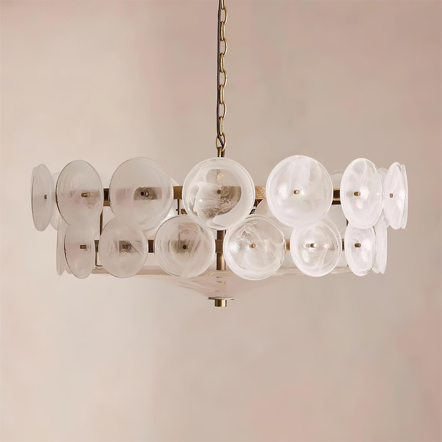 Selvora Chandelier Amber Glass Disc Elegant-Neutral Decor