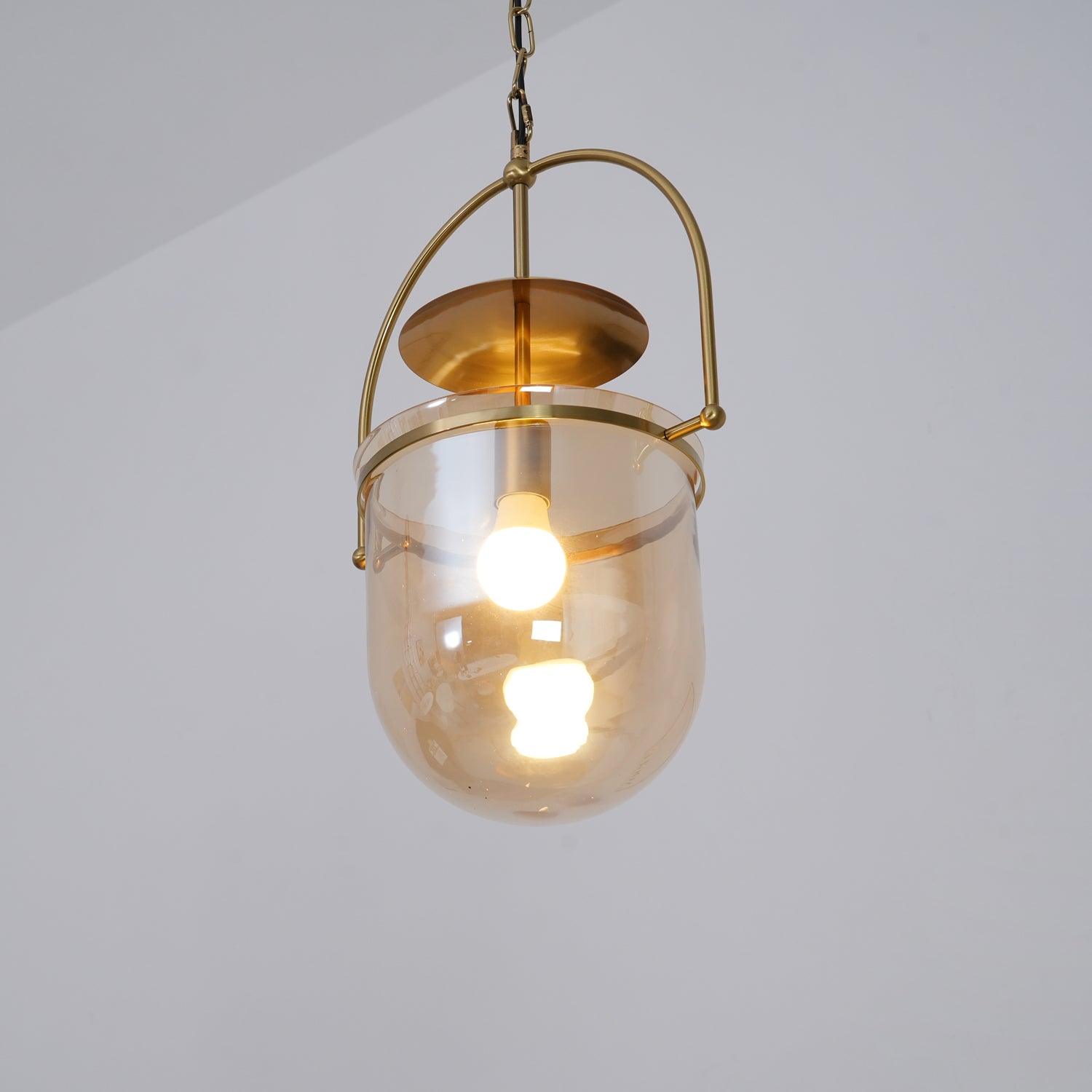 Lustra Pendant Lamp Glass Brass Vintage for Living Room-Neutral Decor