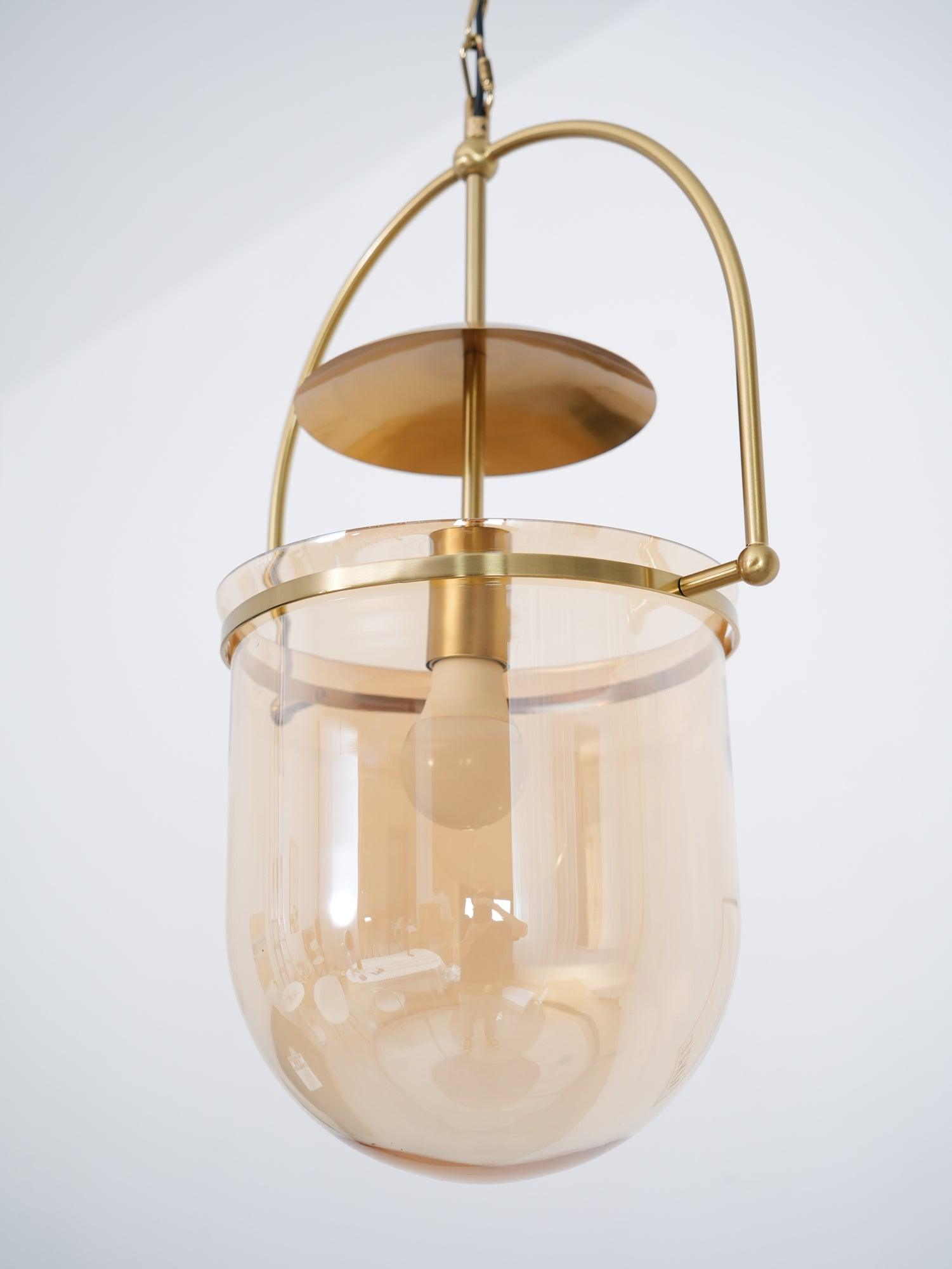 Lustra Pendant Lamp Glass Brass Vintage for Living Room-Neutral Decor