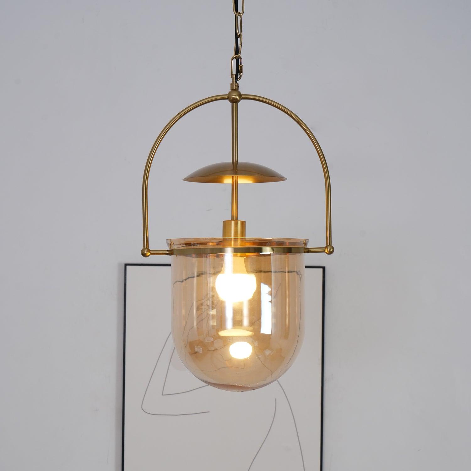 Lustra Pendant Lamp Glass Brass Vintage for Living Room-Neutral Decor