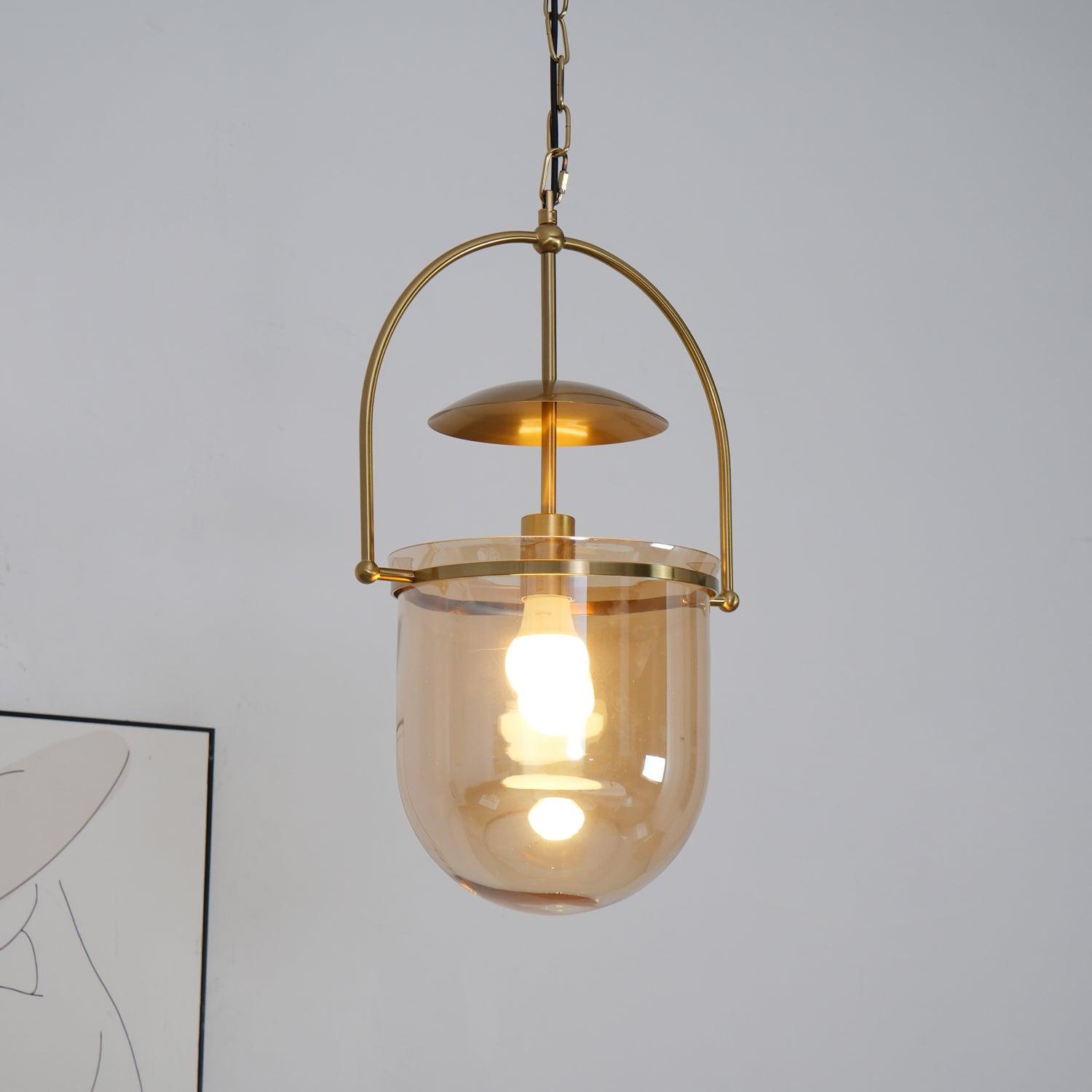 Lustra Pendant Lamp Glass Brass Vintage for Living Room-Neutral Decor