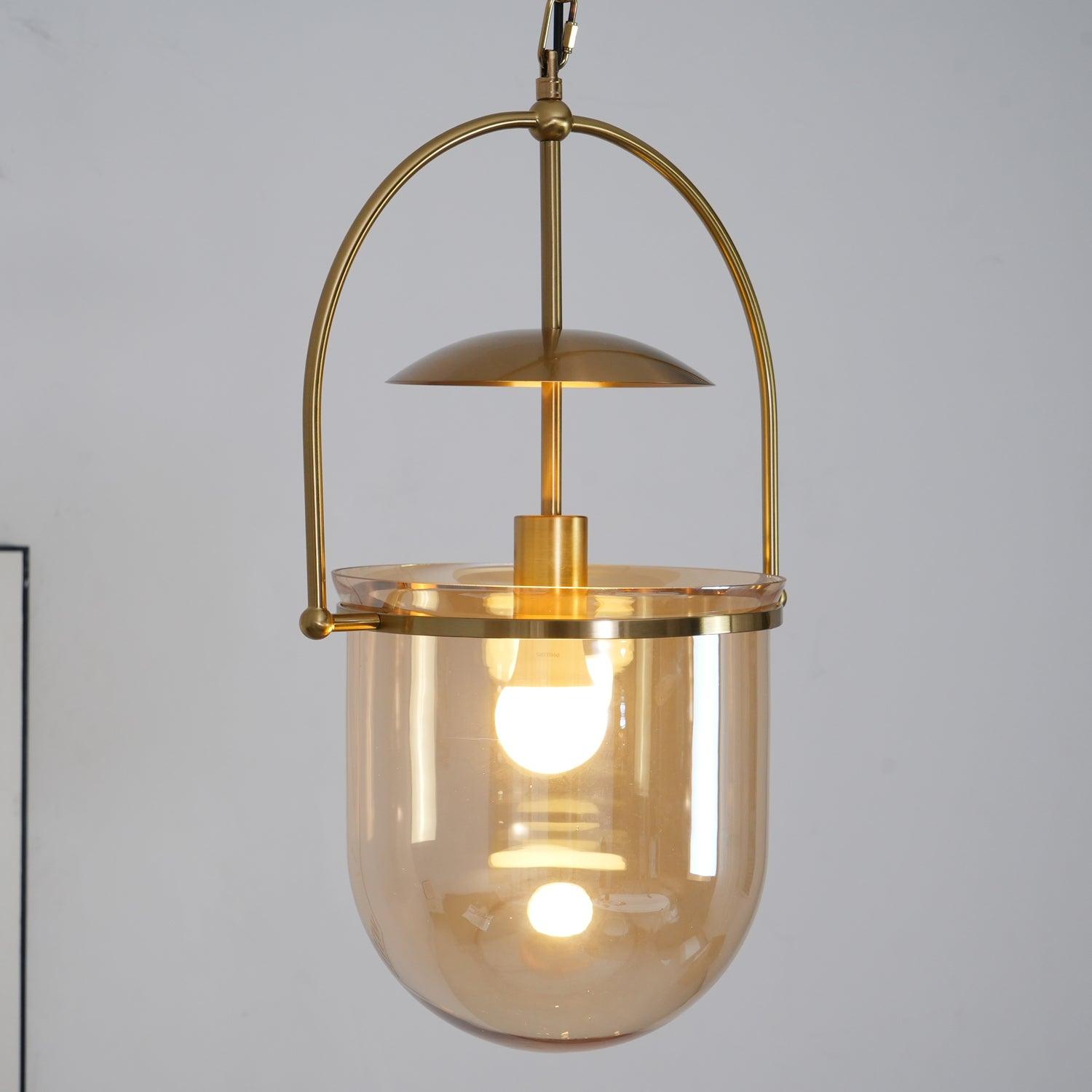 Lustra Pendant Lamp Glass Brass Vintage for Living Room-Neutral Decor
