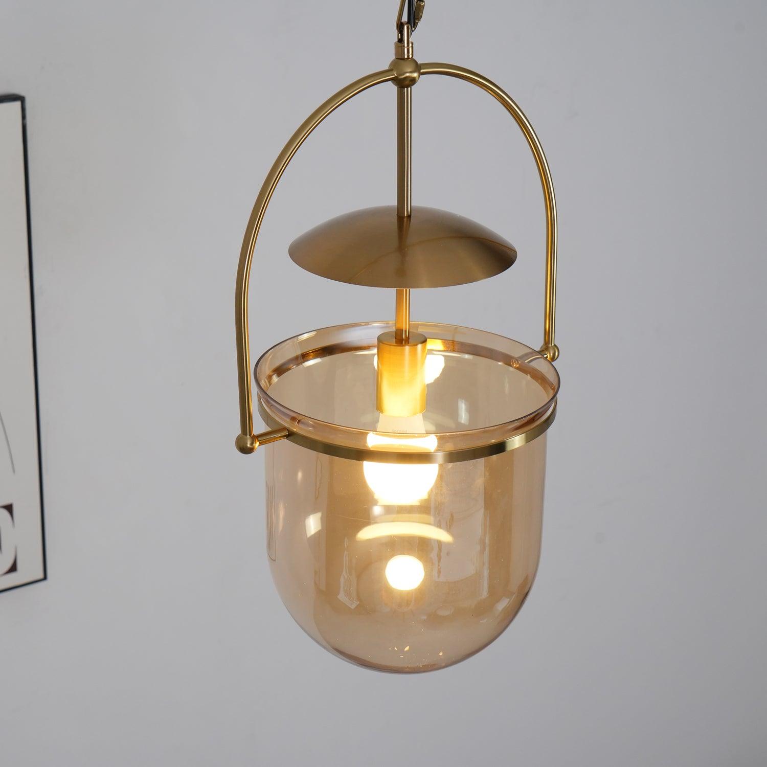 Lustra Pendant Lamp Glass Brass Vintage for Living Room-Neutral Decor