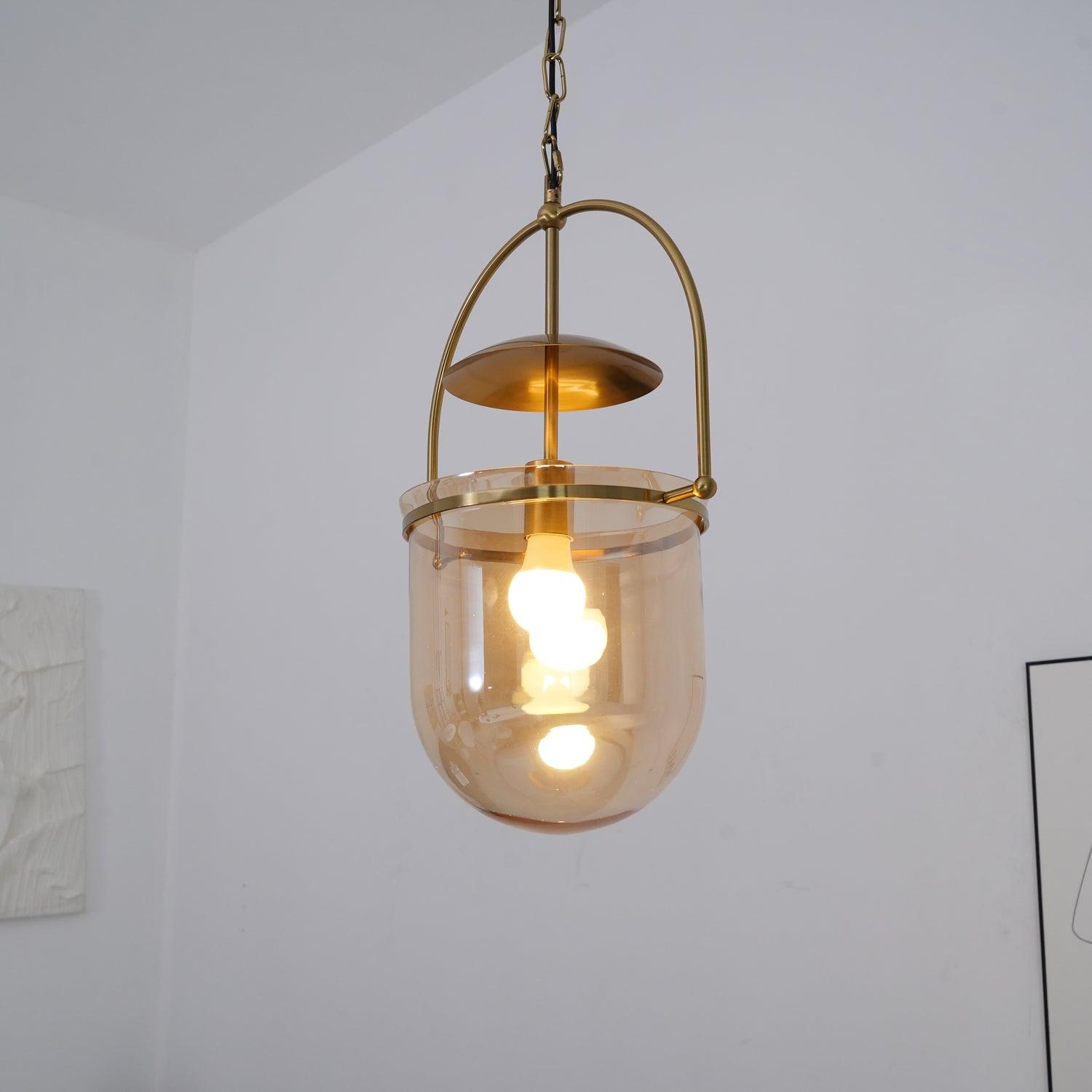 Lustra Pendant Lamp Glass Brass Vintage for Living Room-Neutral Decor