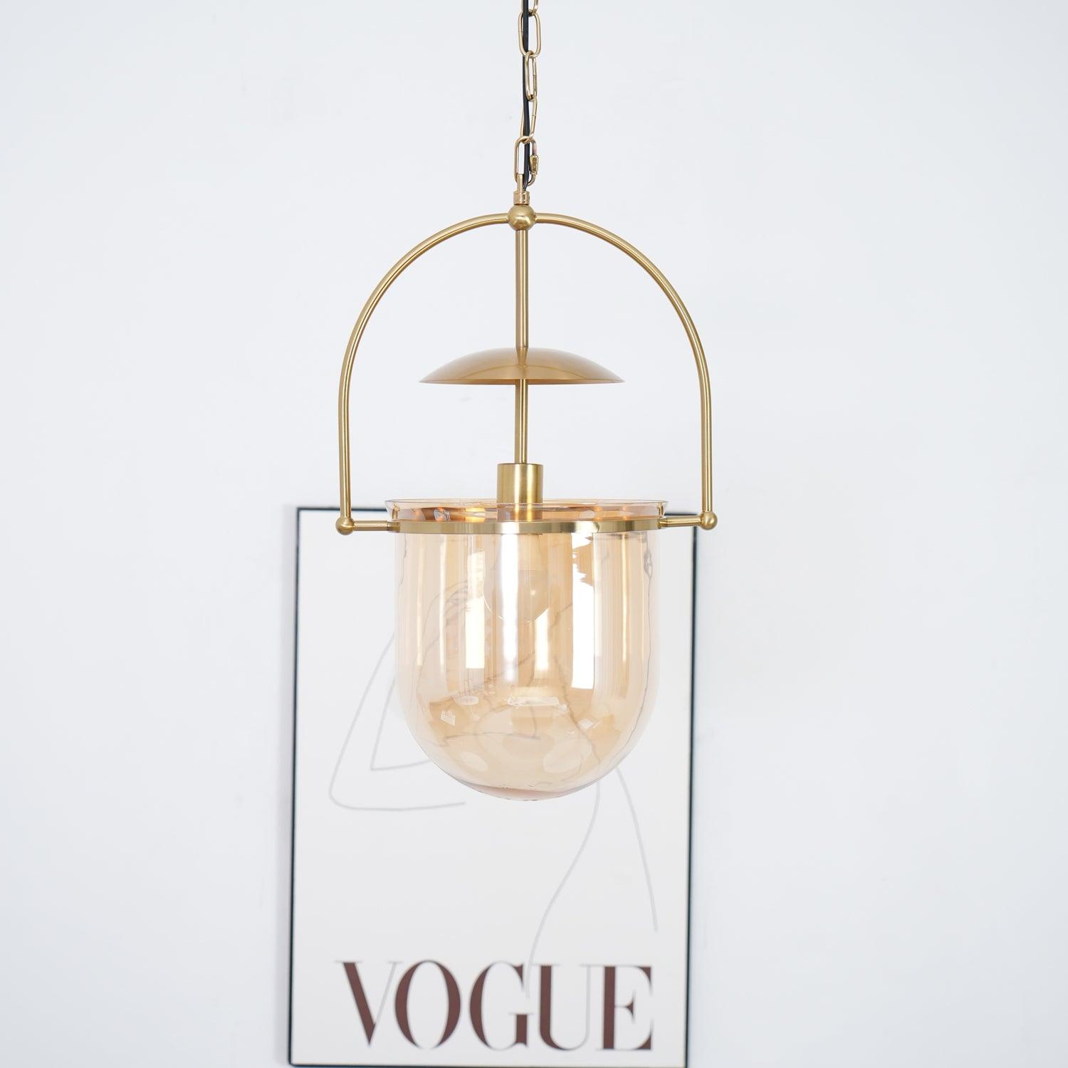 Lustra Pendant Lamp Glass Brass Vintage for Living Room-Neutral Decor