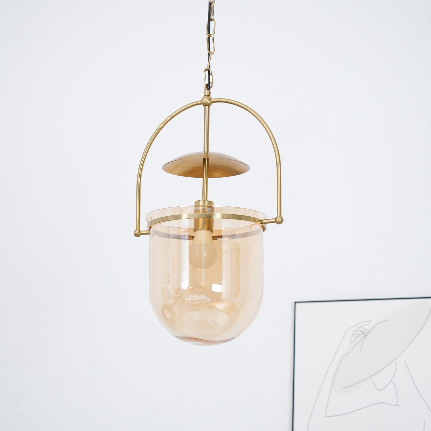 Lustra Pendant Lamp Glass Brass Vintage for Living Room-Neutral Decor