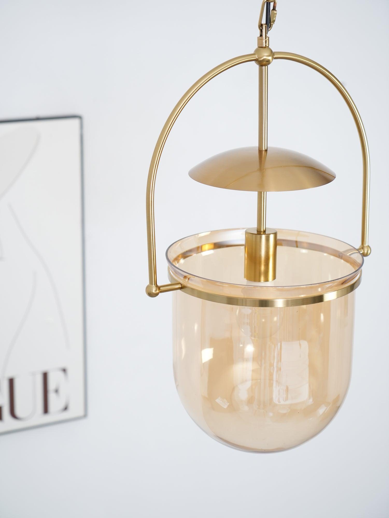 Lustra Pendant Lamp Glass Brass Vintage for Living Room-Neutral Decor