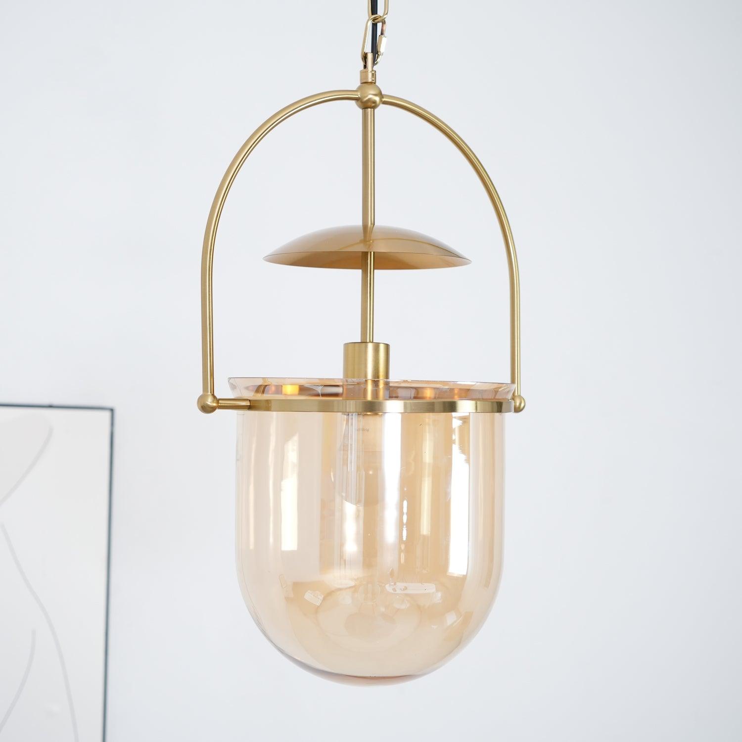 Lustra Pendant Lamp Glass Brass Vintage for Living Room-Neutral Decor
