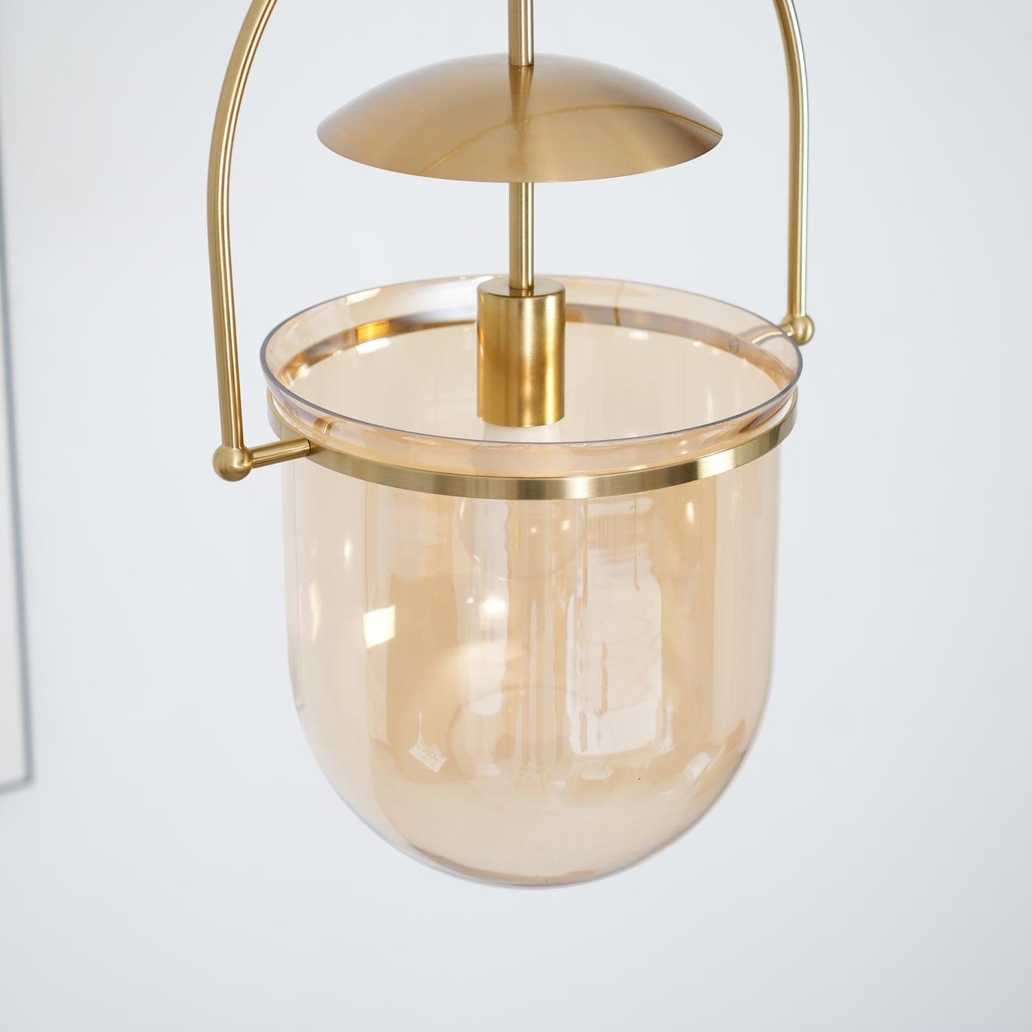 Lustra Pendant Lamp Glass Brass Vintage for Living Room-Neutral Decor