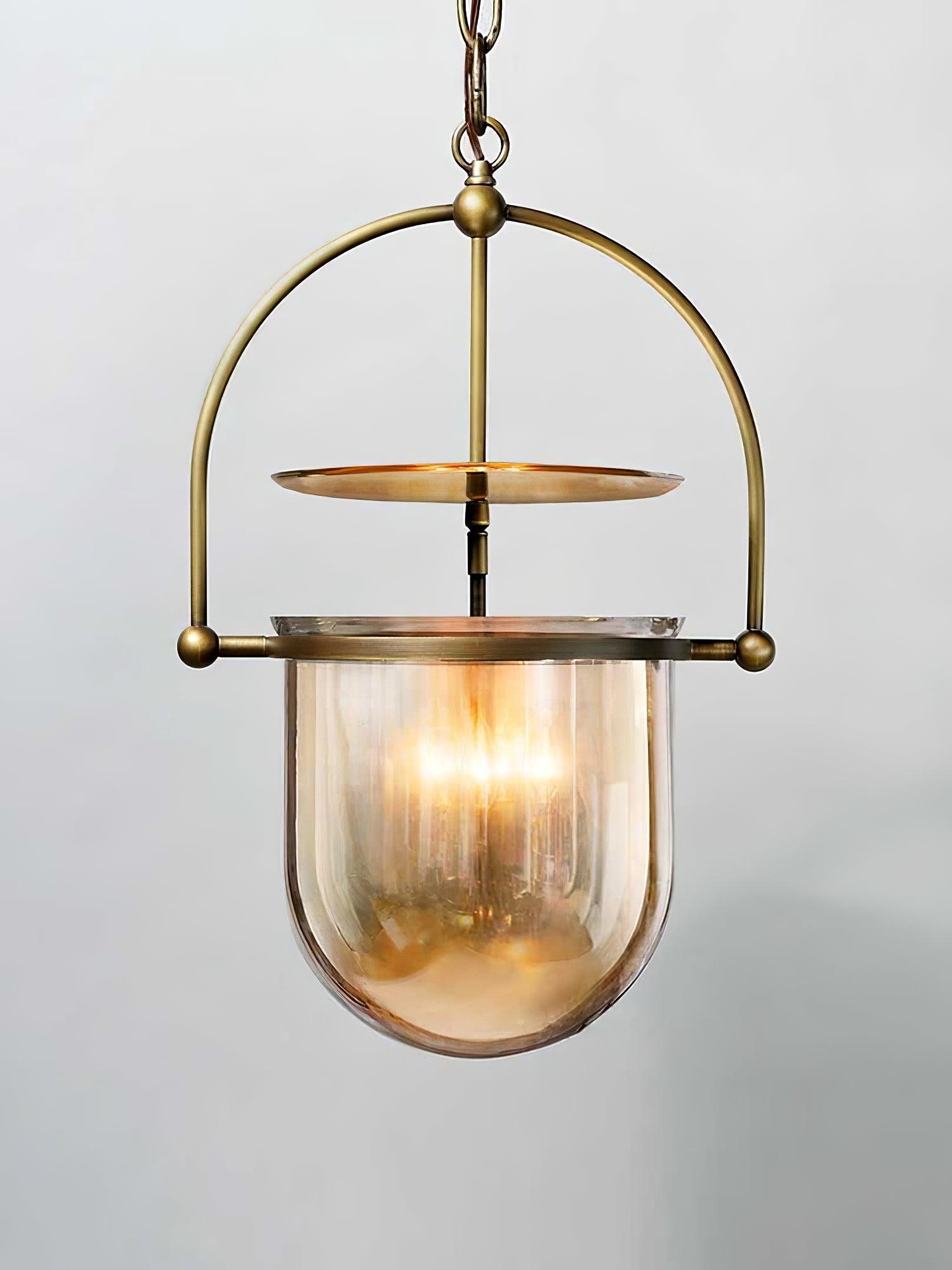 Lustra Pendant Lamp Glass Brass Vintage for Living Room-Neutral Decor