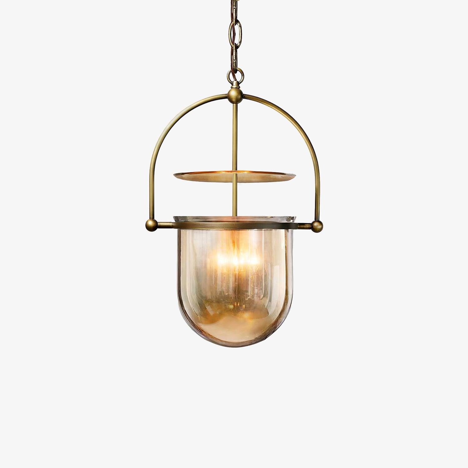 Lustra Pendant Lamp Glass Brass Vintage for Living Room-Neutral Decor