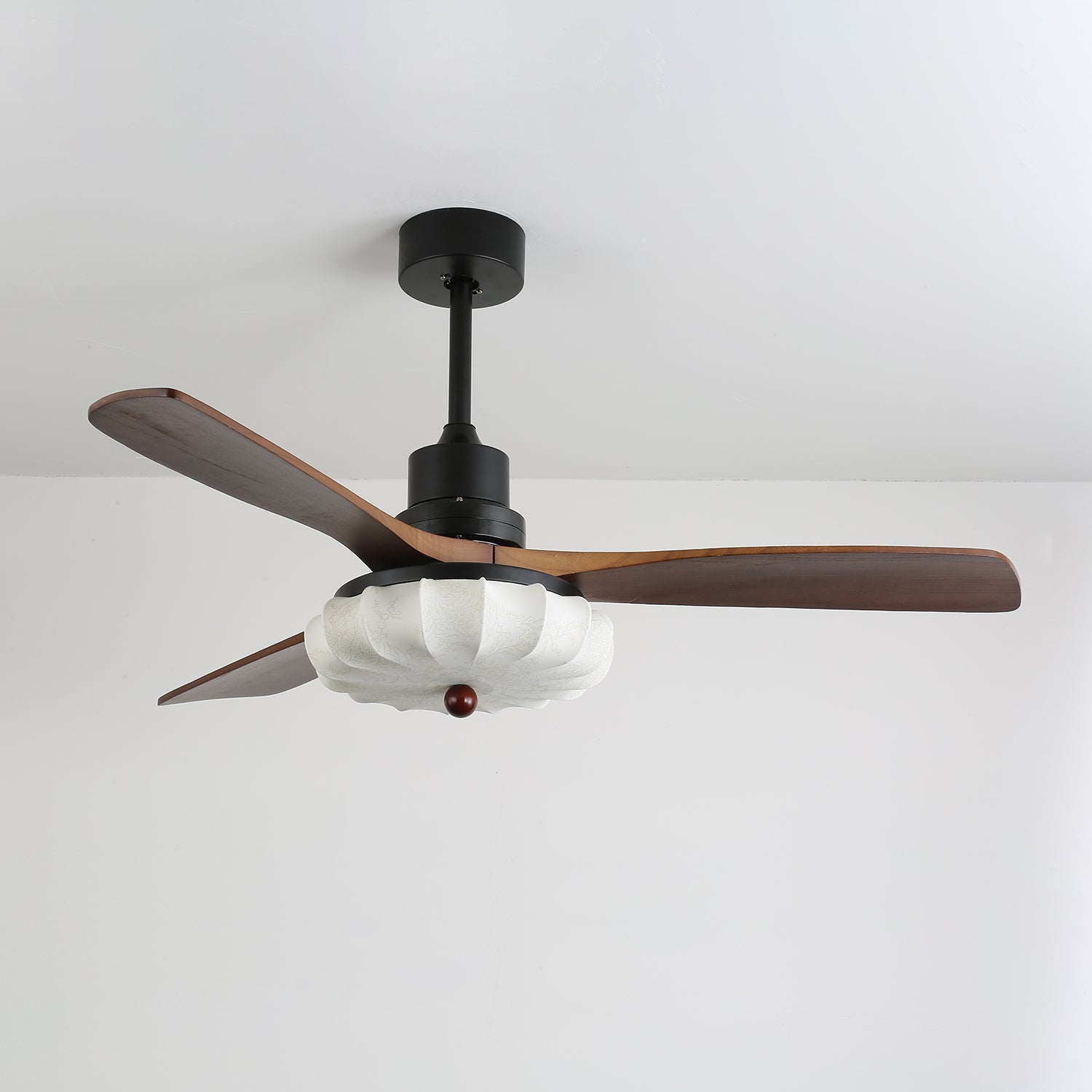 Cem Vintage Glass Wood Ceiling Fan Light-Neutral Decor