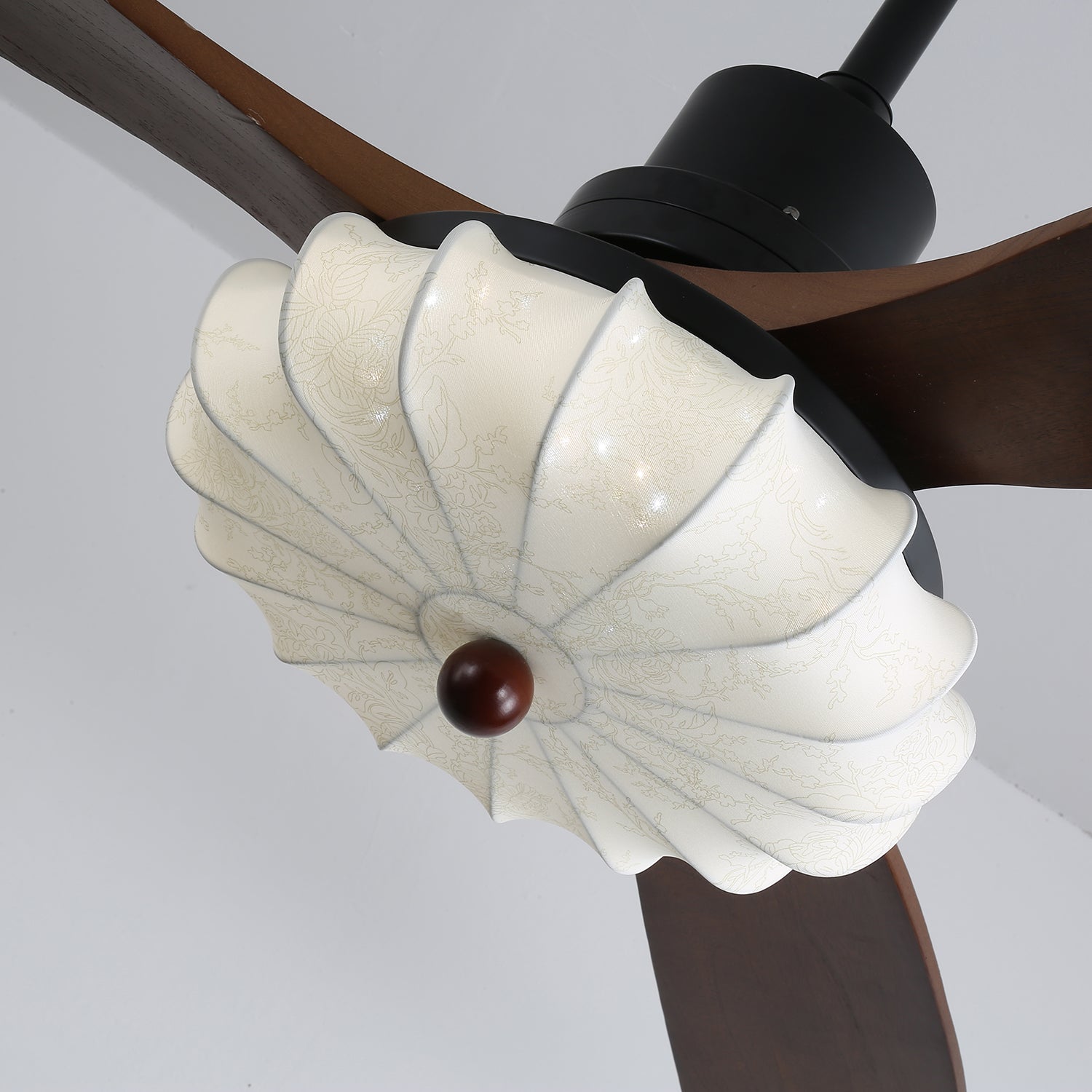 Cem Vintage Glass Wood Ceiling Fan Light-Neutral Decor