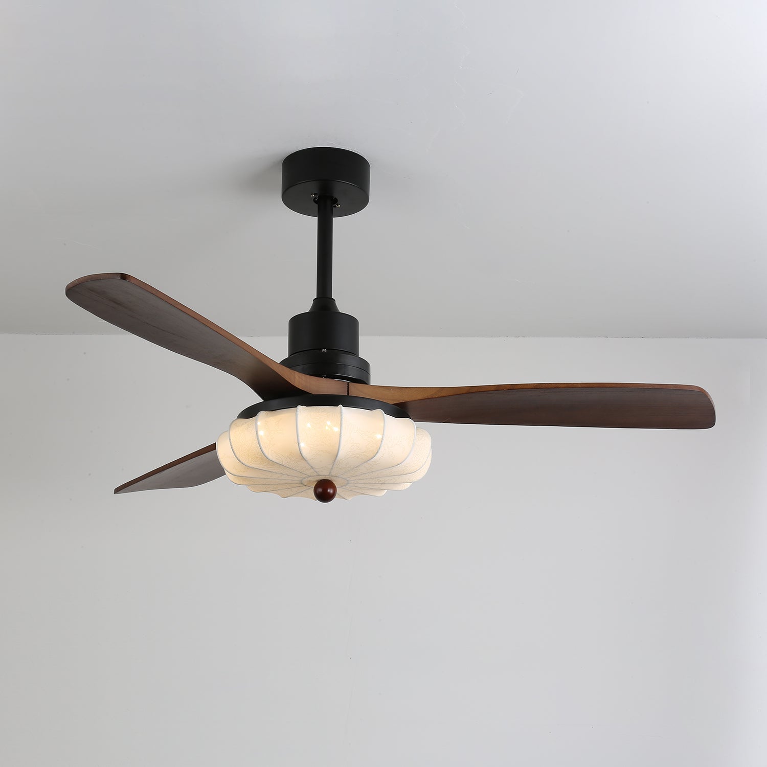 Cem Vintage Glass Wood Ceiling Fan Light-Neutral Decor