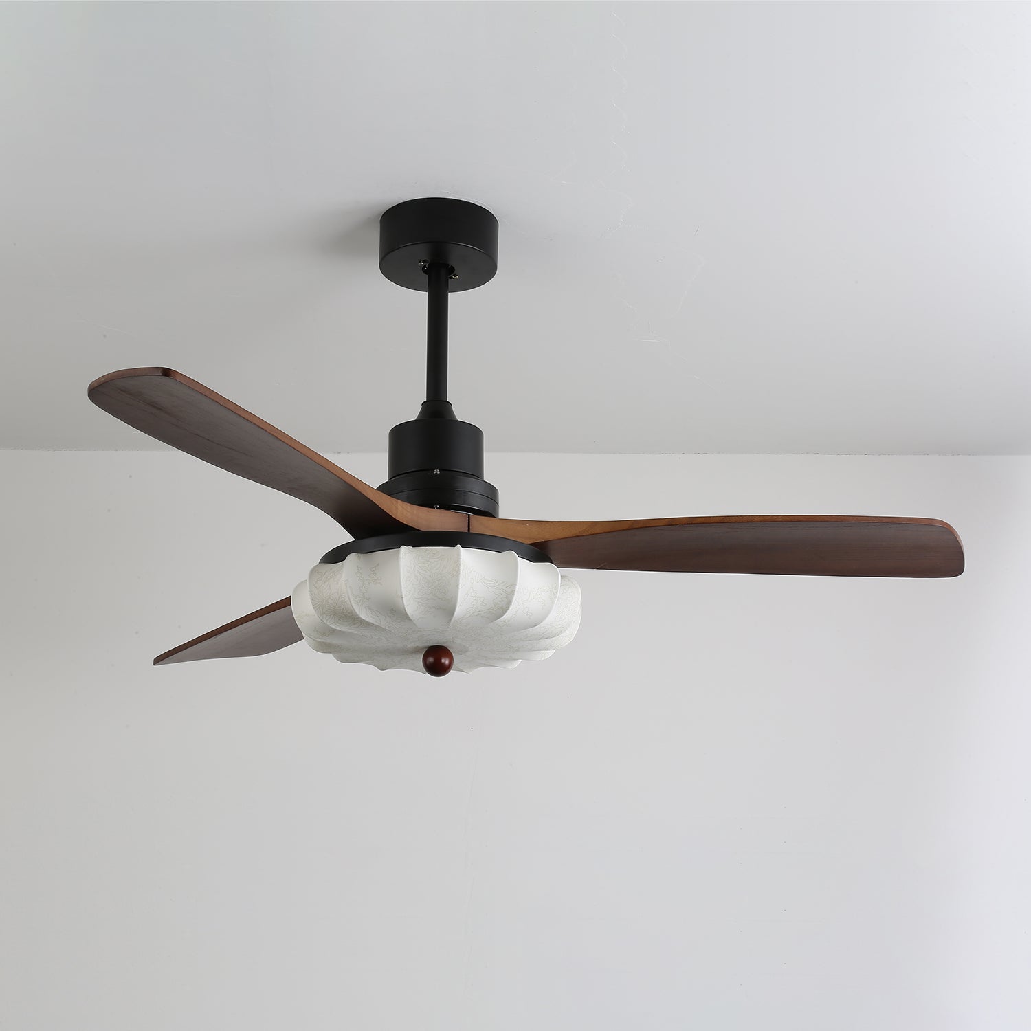 Cem Vintage Glass Wood Ceiling Fan Light-Neutral Decor