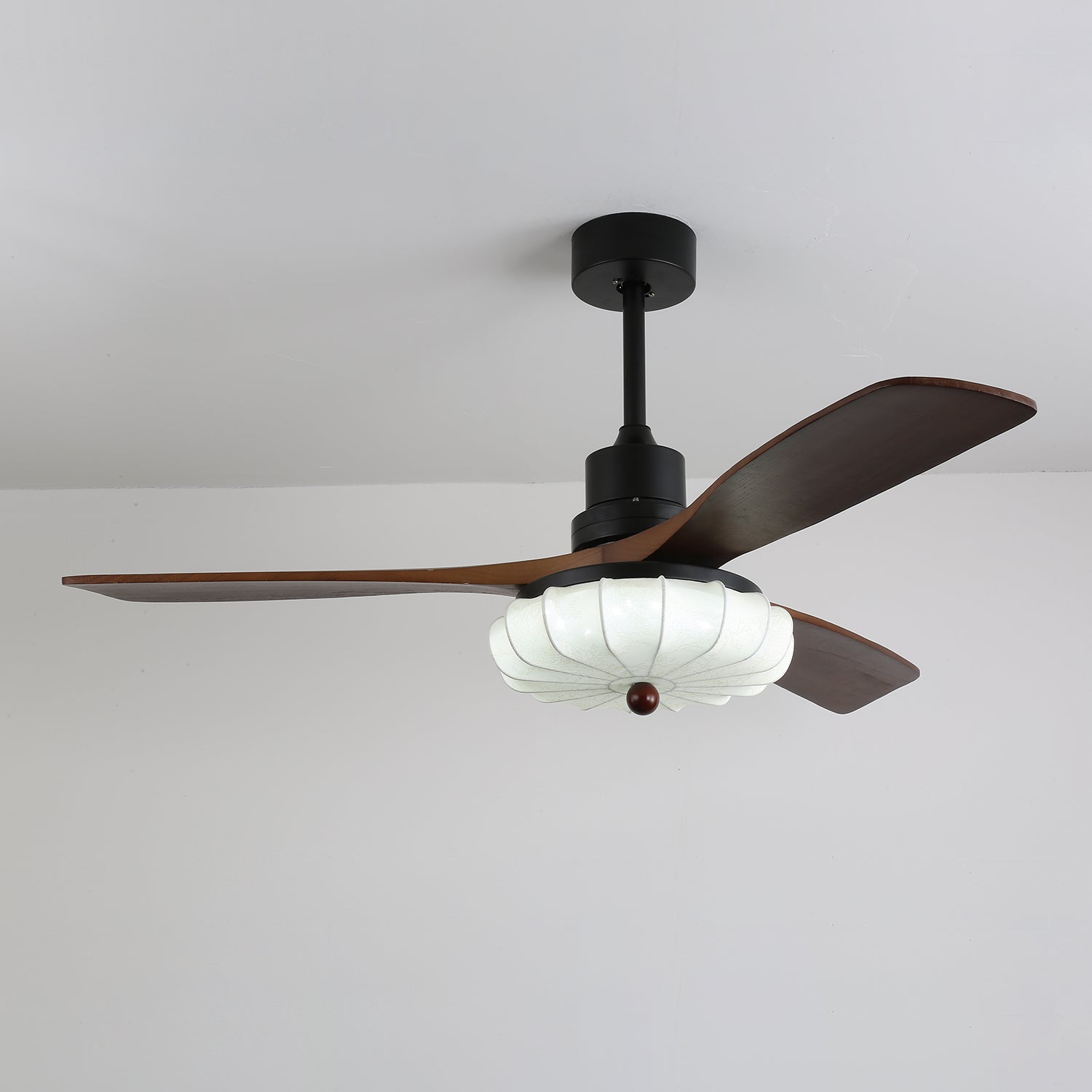 Cem Vintage Glass Wood Ceiling Fan Light-Neutral Decor