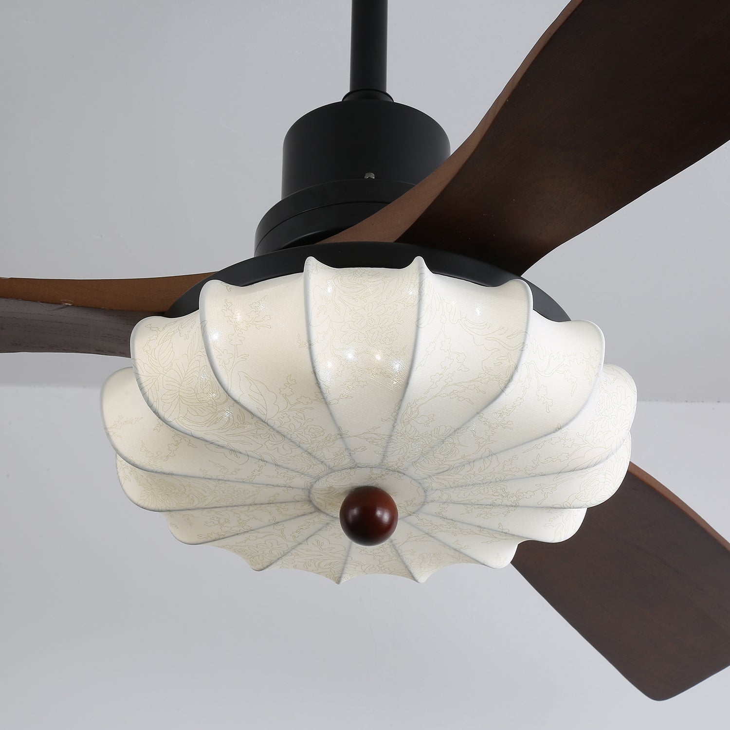 Cem Vintage Glass Wood Ceiling Fan Light-Neutral Decor