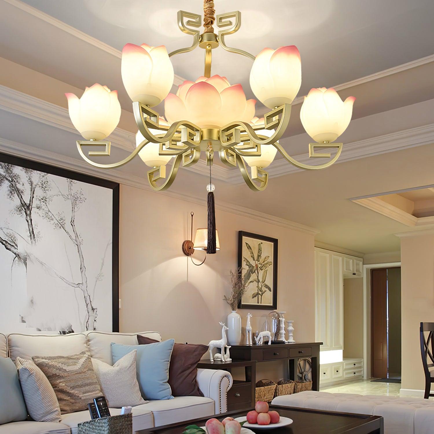 Baya Oriental Resin Chandelier-Neutral Decor