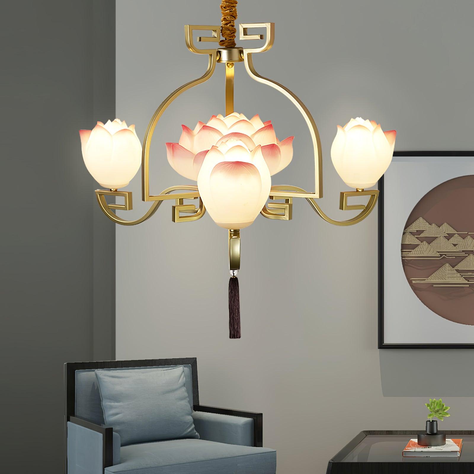 Baya Oriental Resin Chandelier-Neutral Decor