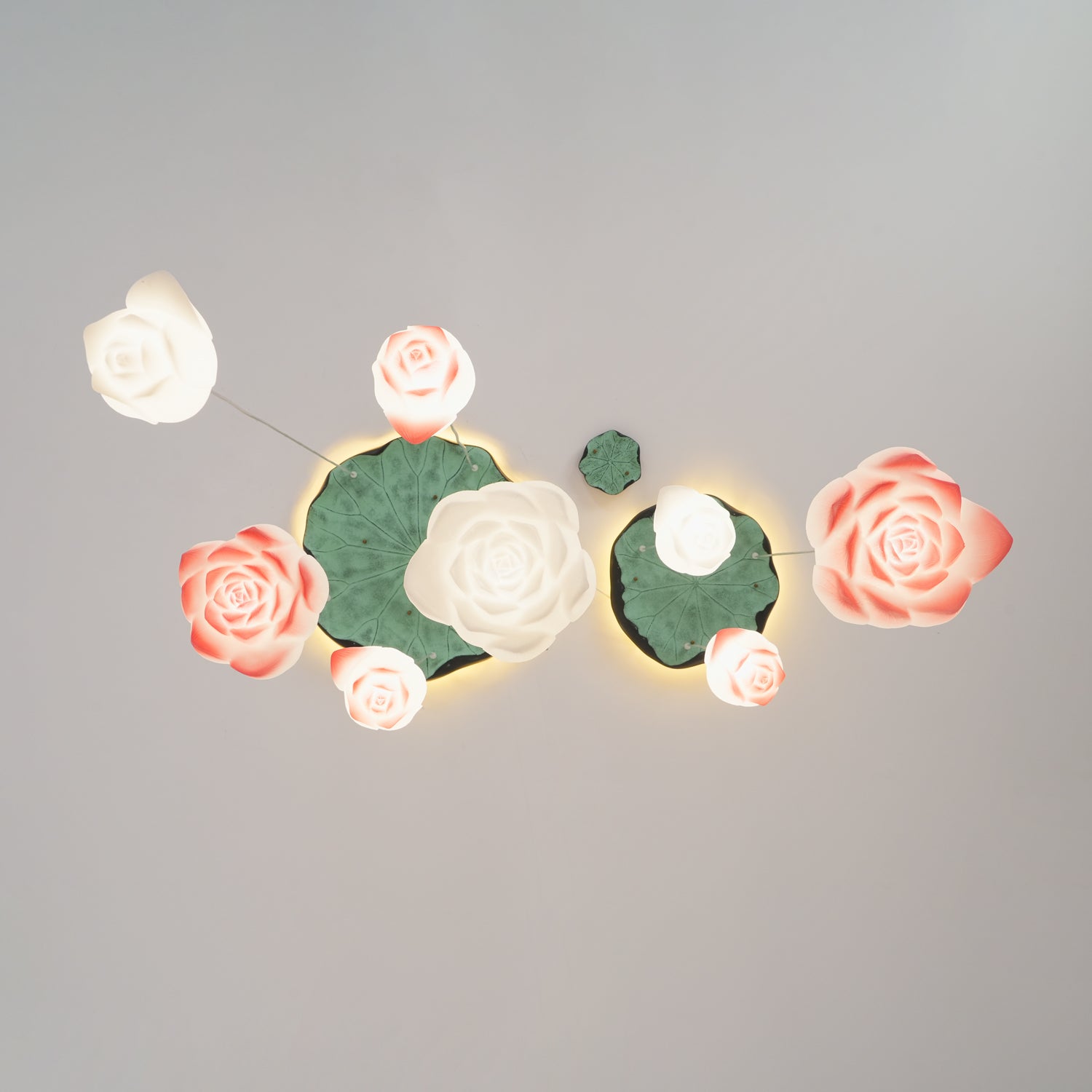Cirvel Chandelier Lotus Floral Pendant Pink White 7-Light-Neutral Decor