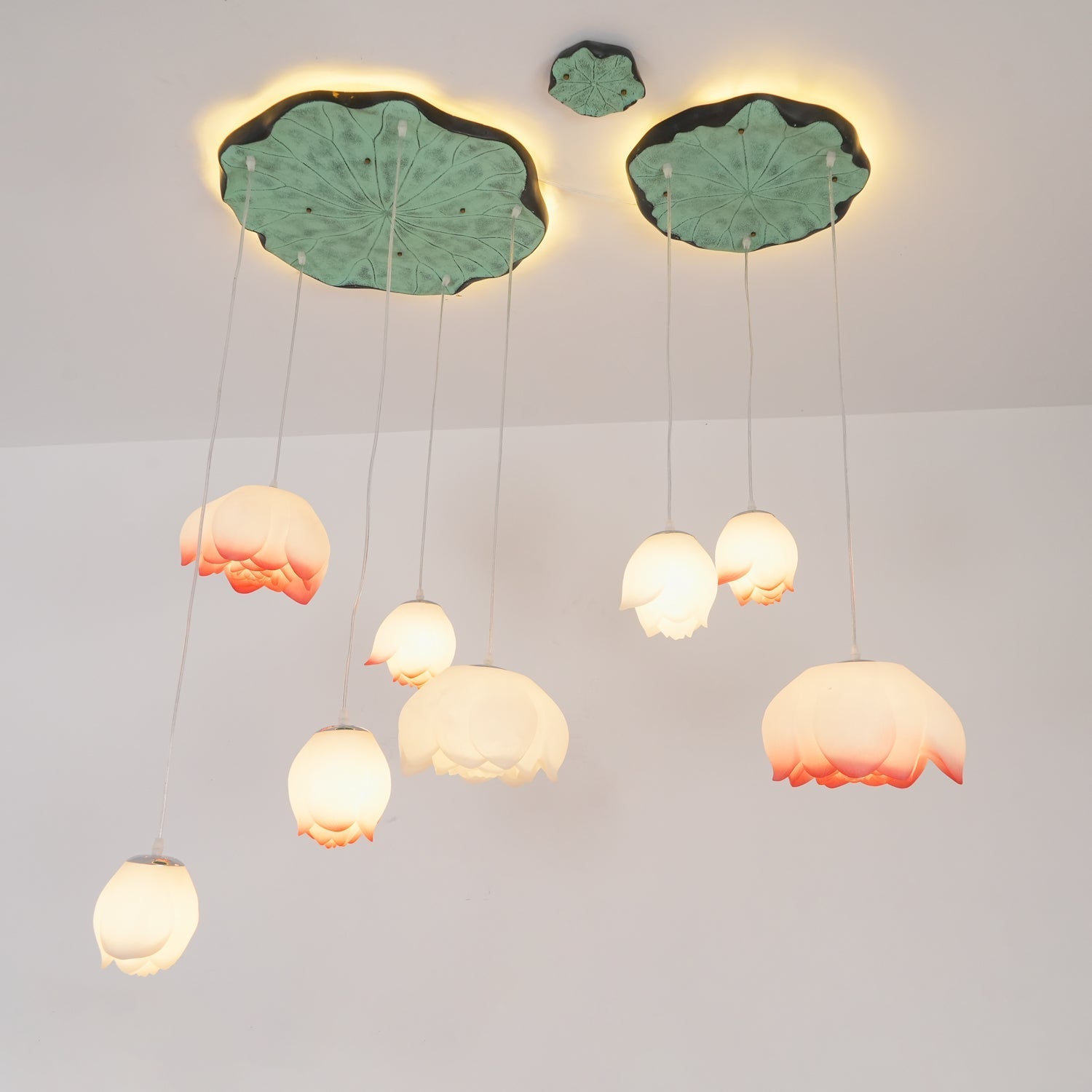 Cirvel Chandelier Lotus Floral Pendant Pink White 7-Light-Neutral Decor