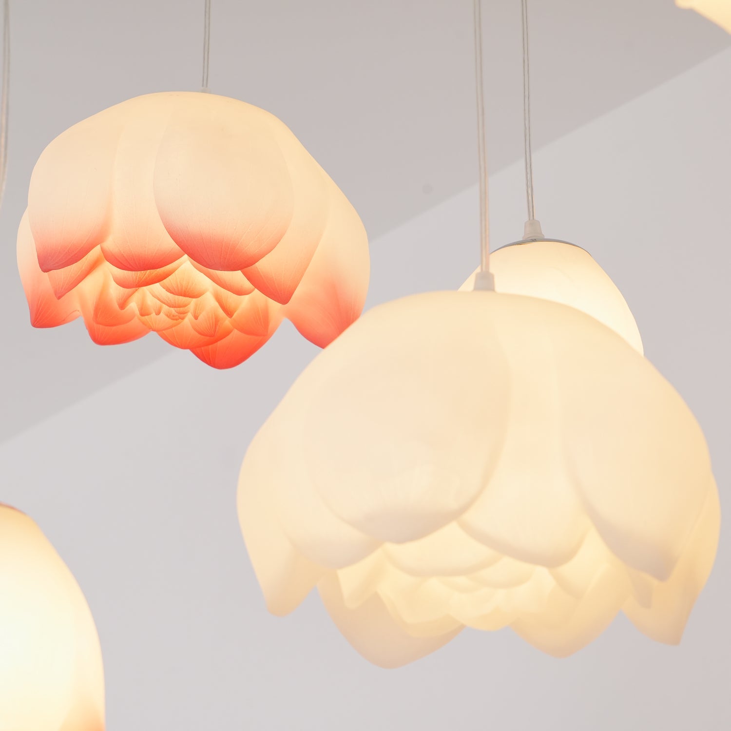 Cirvel Chandelier Lotus Floral Pendant Pink White 7-Light-Neutral Decor