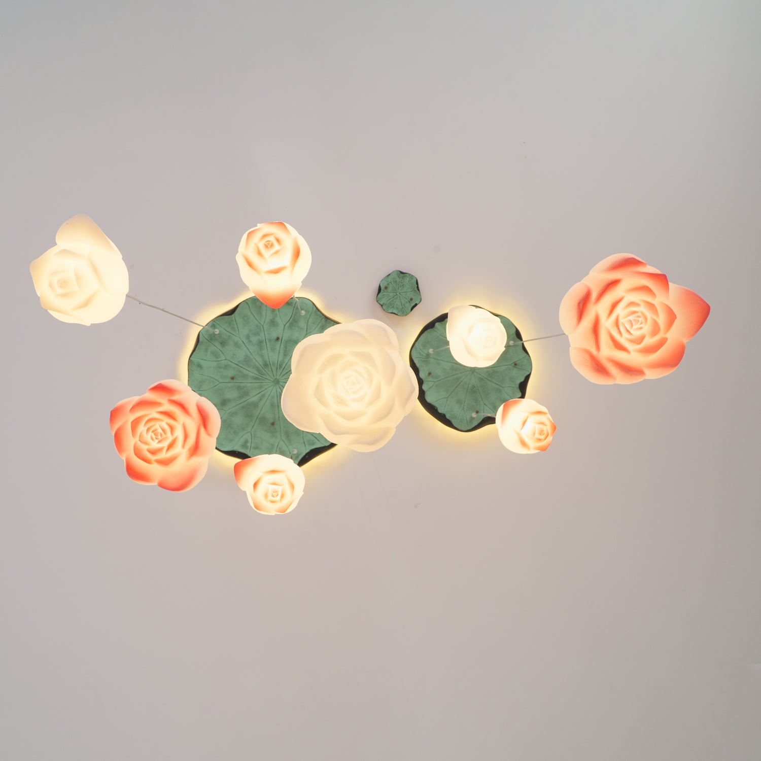 Cirvel Chandelier Lotus Floral Pendant Pink White 7-Light-Neutral Decor