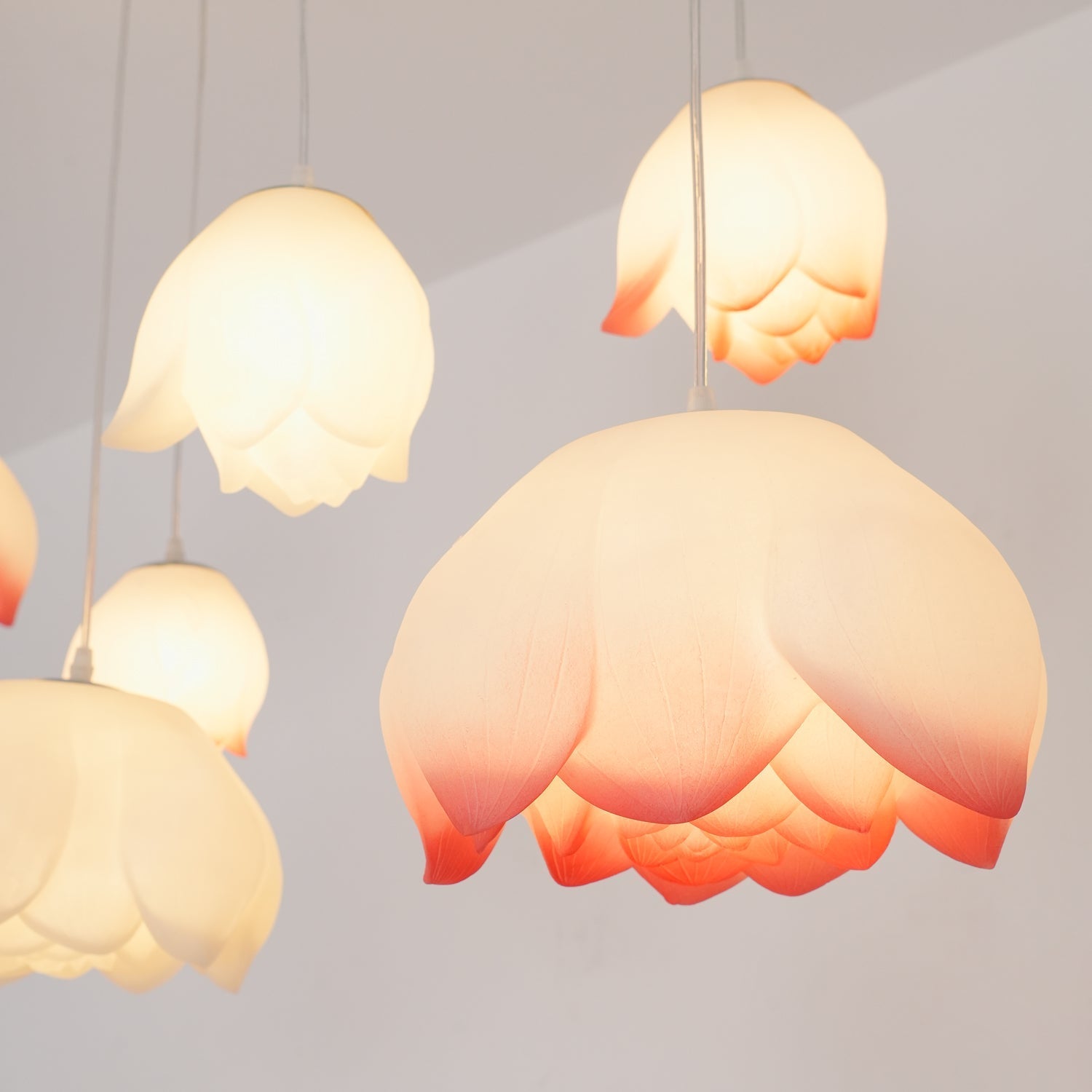 Cirvel Chandelier Lotus Floral Pendant Pink White 7-Light-Neutral Decor