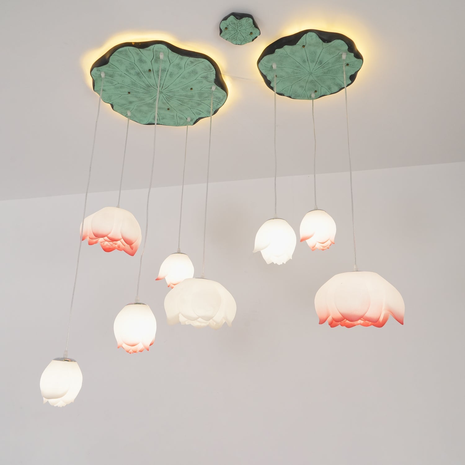 Cirvel Chandelier Lotus Floral Pendant Pink White 7-Light-Neutral Decor