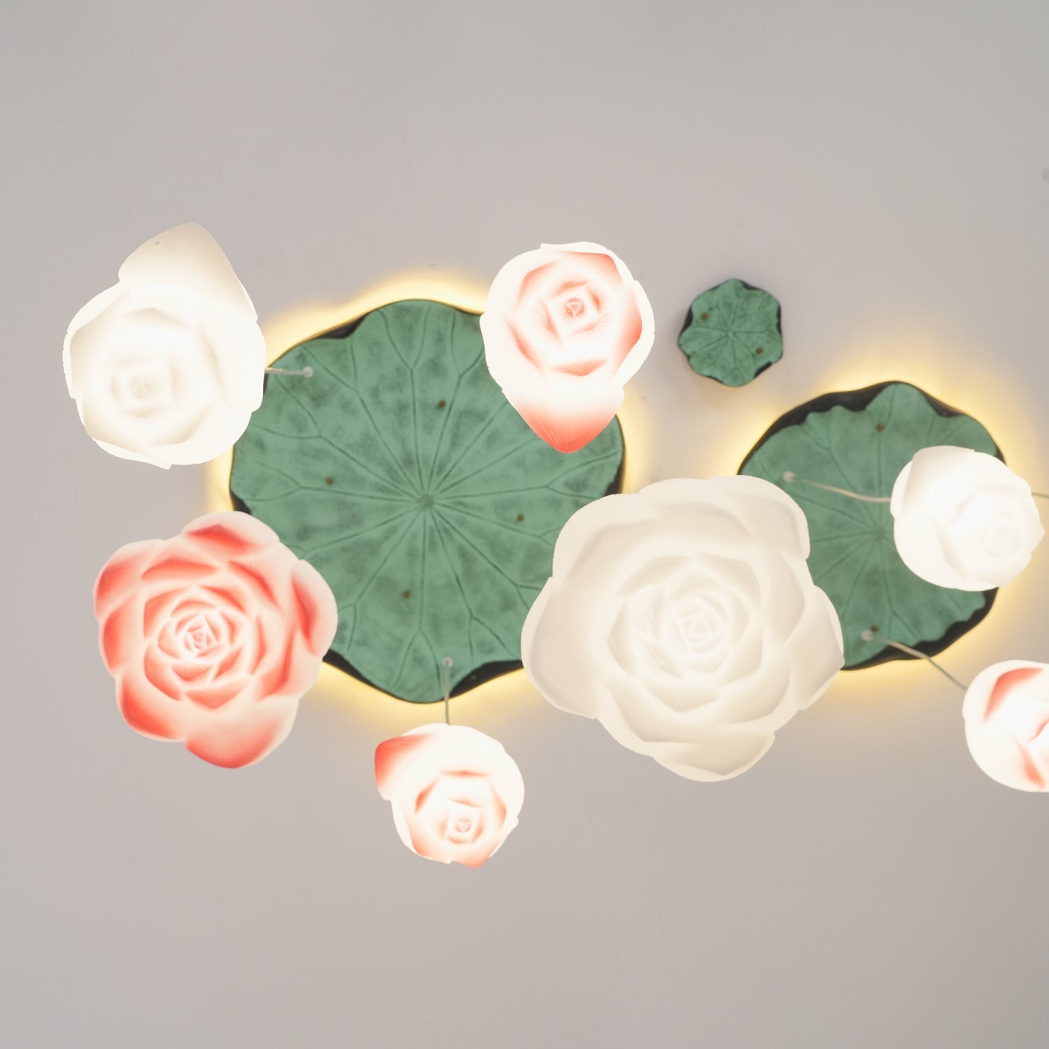 Cirvel Chandelier Lotus Floral Pendant Pink White 7-Light-Neutral Decor