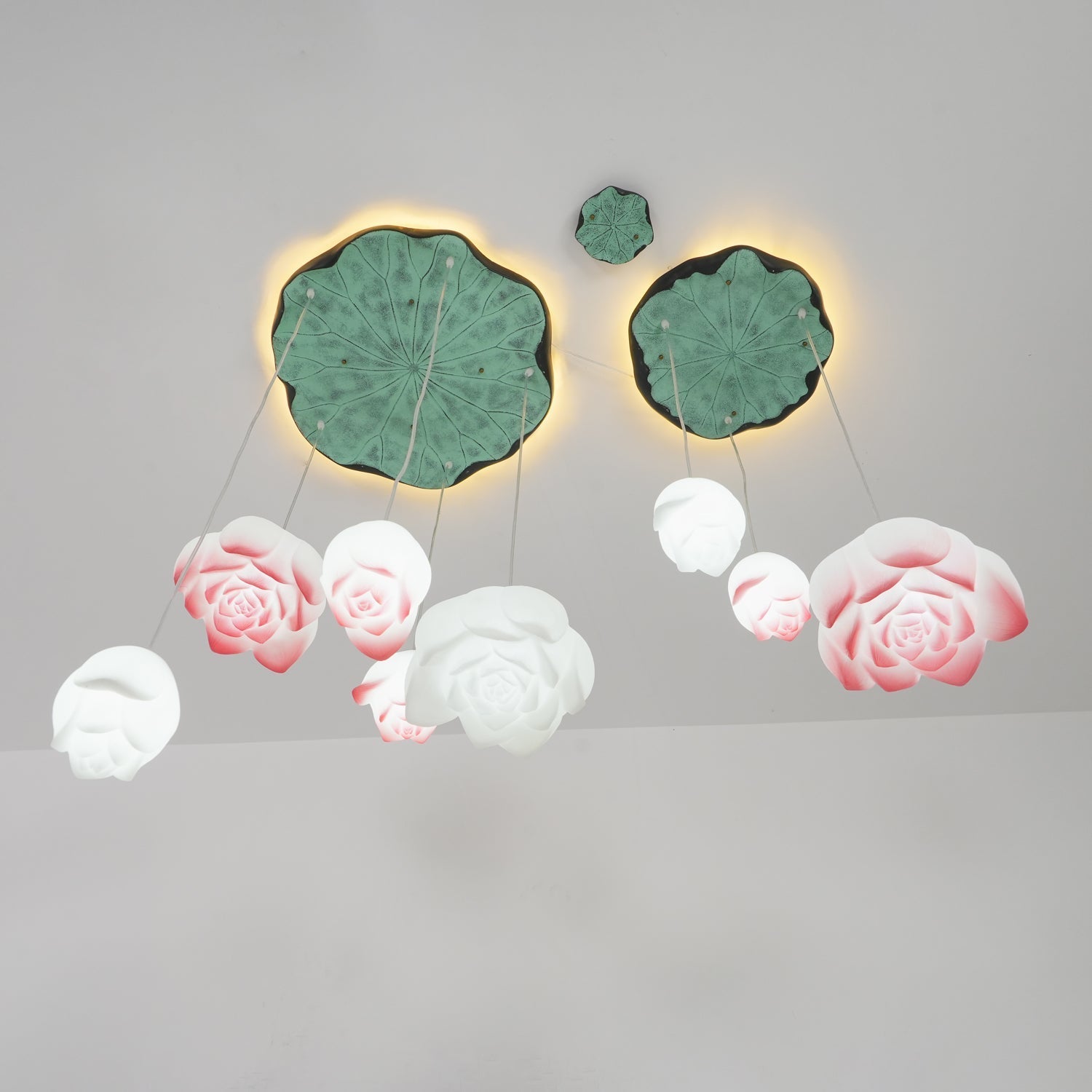 Cirvel Chandelier Lotus Floral Pendant Pink White 7-Light-Neutral Decor