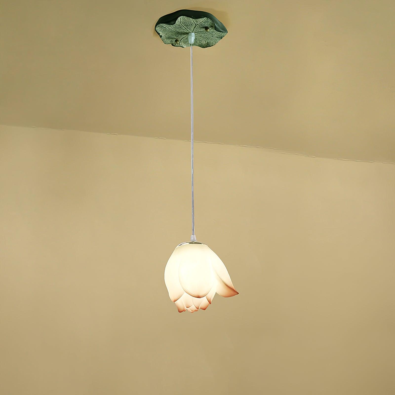 Cirvel Chandelier Lotus Floral Pendant Pink White 7-Light-Neutral Decor