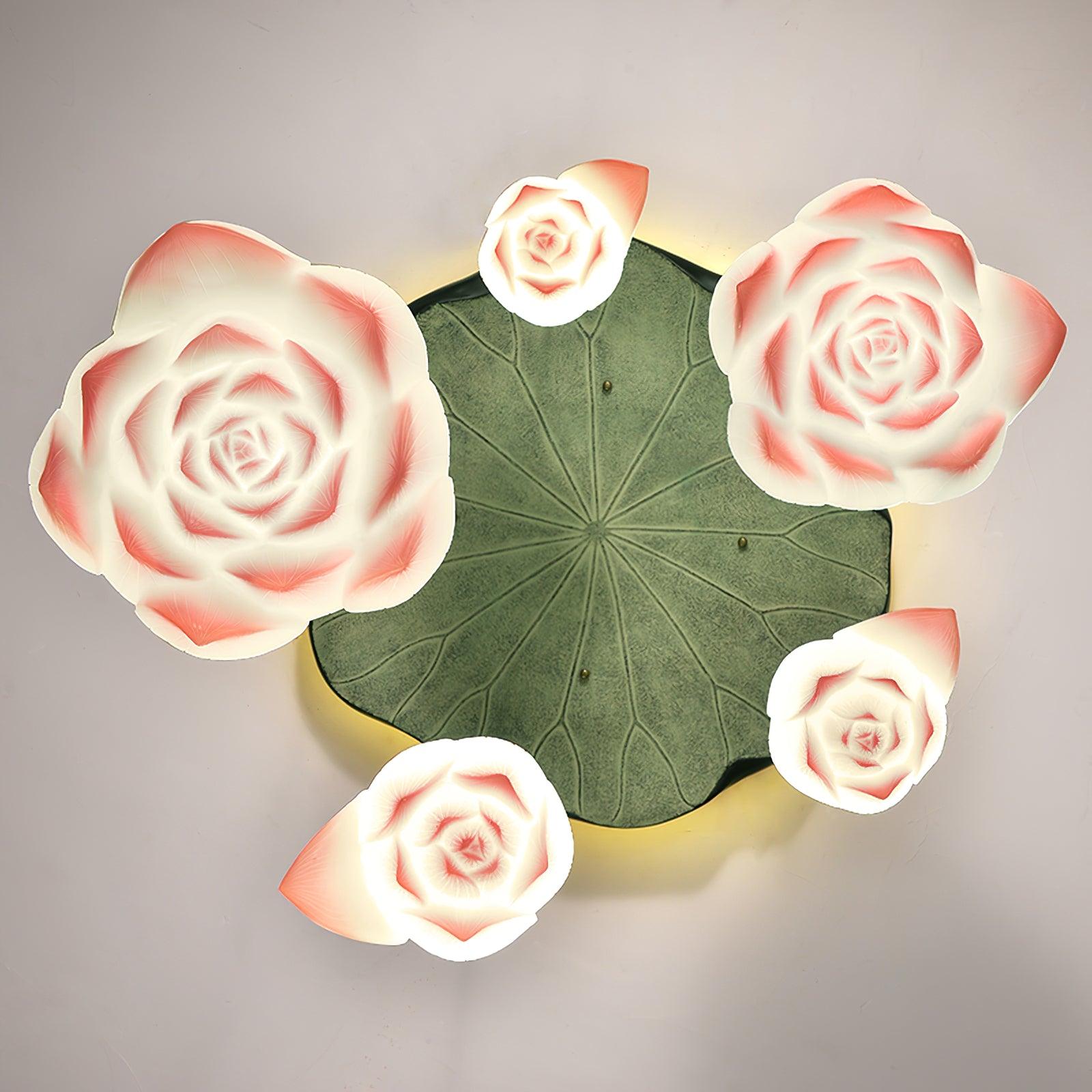 Cirvel Chandelier Lotus Floral Pendant Pink White 7-Light-Neutral Decor