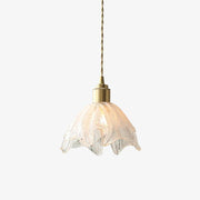 Deveny Pendant Lamp Brass Ruffled Glass Lotus Vintage-Neutral Decor