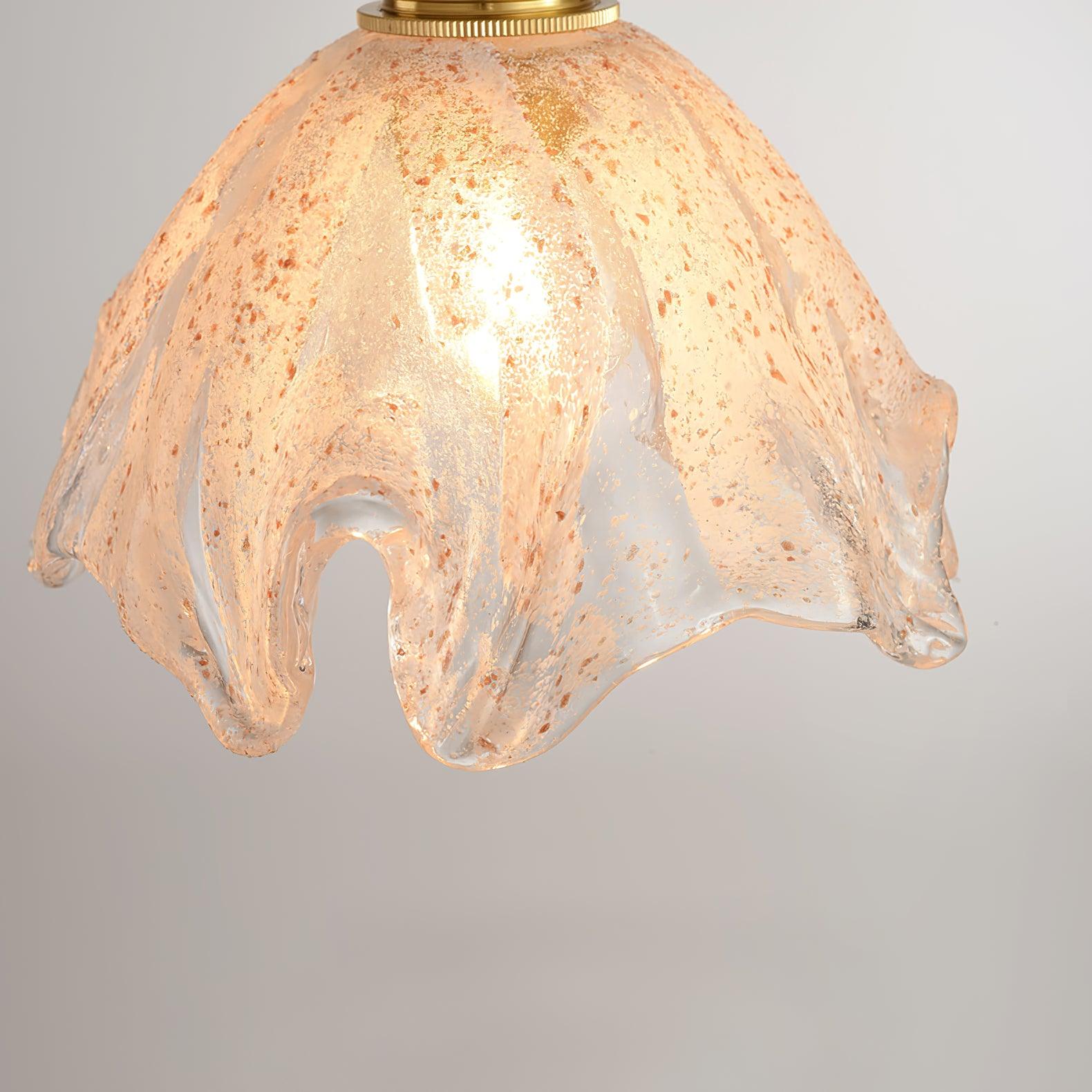 Deveny Pendant Lamp Brass Ruffled Glass Lotus Vintage-Neutral Decor