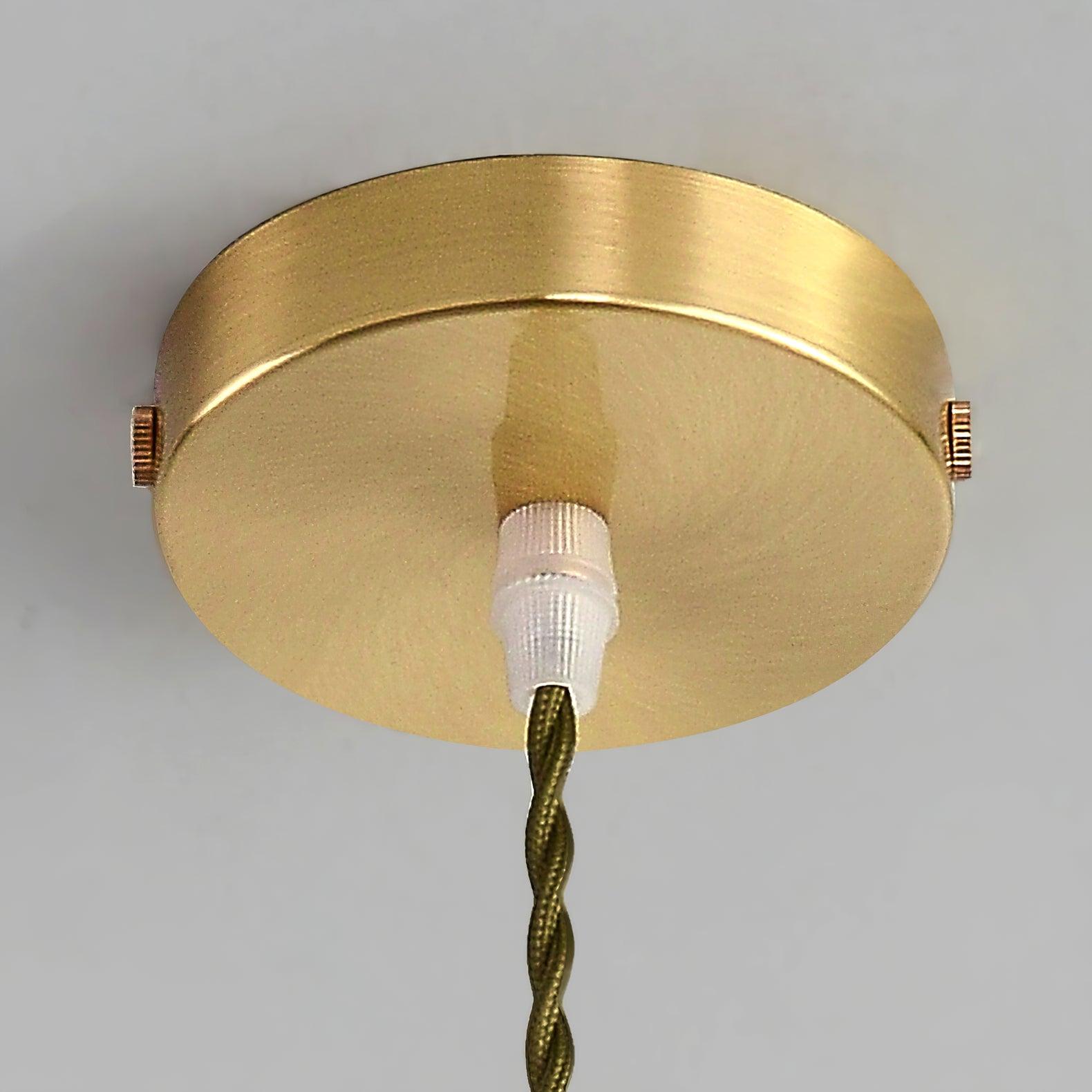 Deveny Pendant Lamp Brass Ruffled Glass Lotus Vintage-Neutral Decor