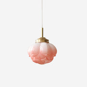 Pendant Lamp Metal and Glass Lotus Flower Shade Artistic Retro
