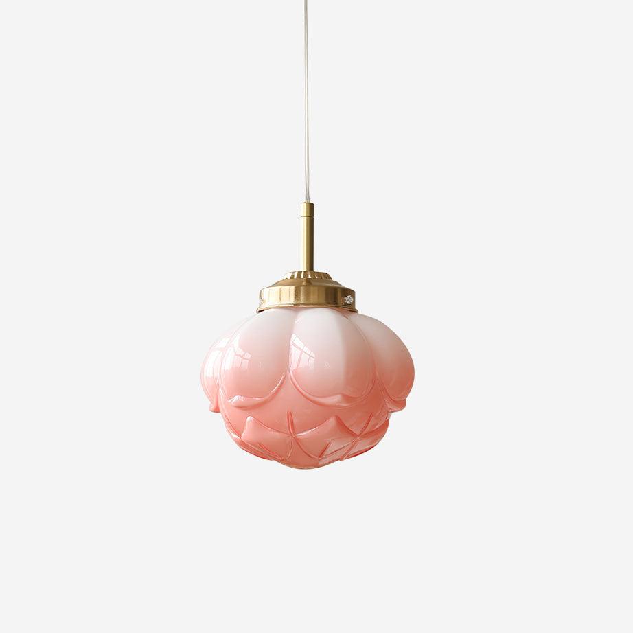 Pendant Lamp Metal and Glass Lotus Flower Shade Artistic Retro
