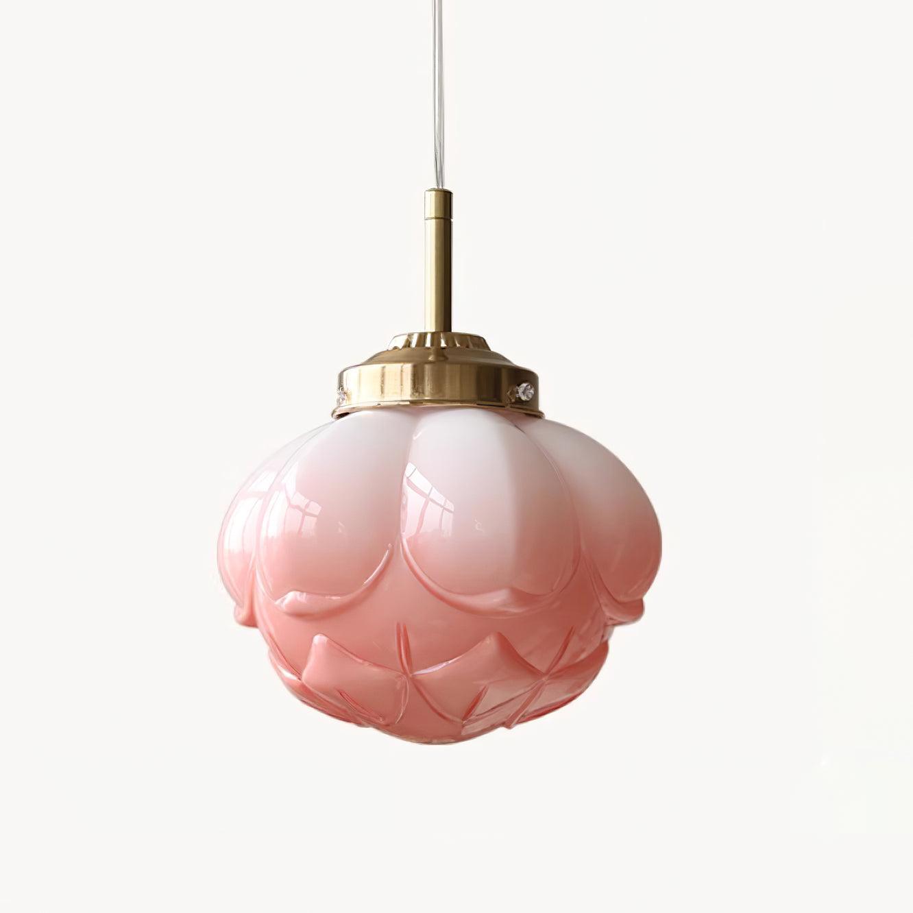 Pendant Lamp Metal and Glass Lotus Flower Shade Artistic Retro