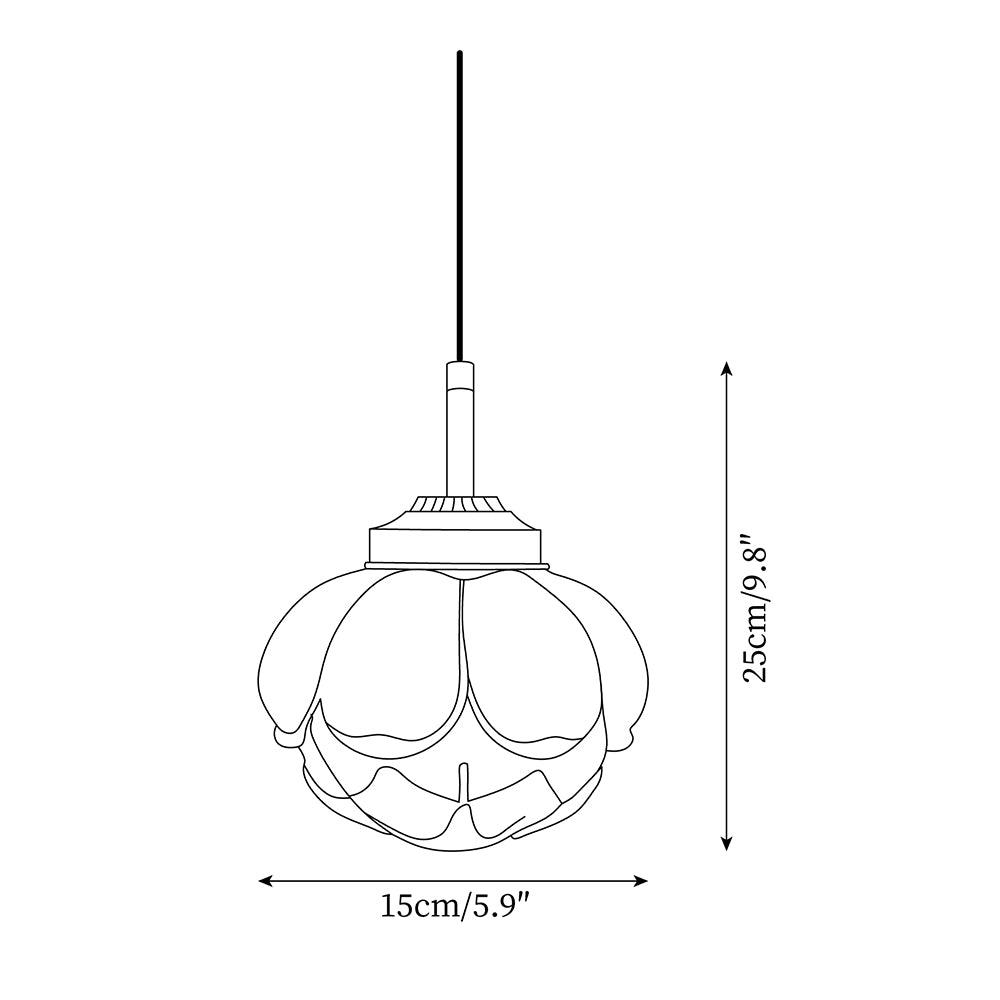 Pendant Lamp Metal and Glass Lotus Flower Shade Artistic Retro