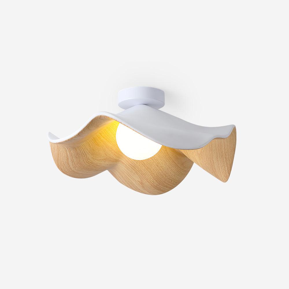 Belenor Ceiling Lamp Lotus Leaf with Wood and White Finish-Neutral Decor