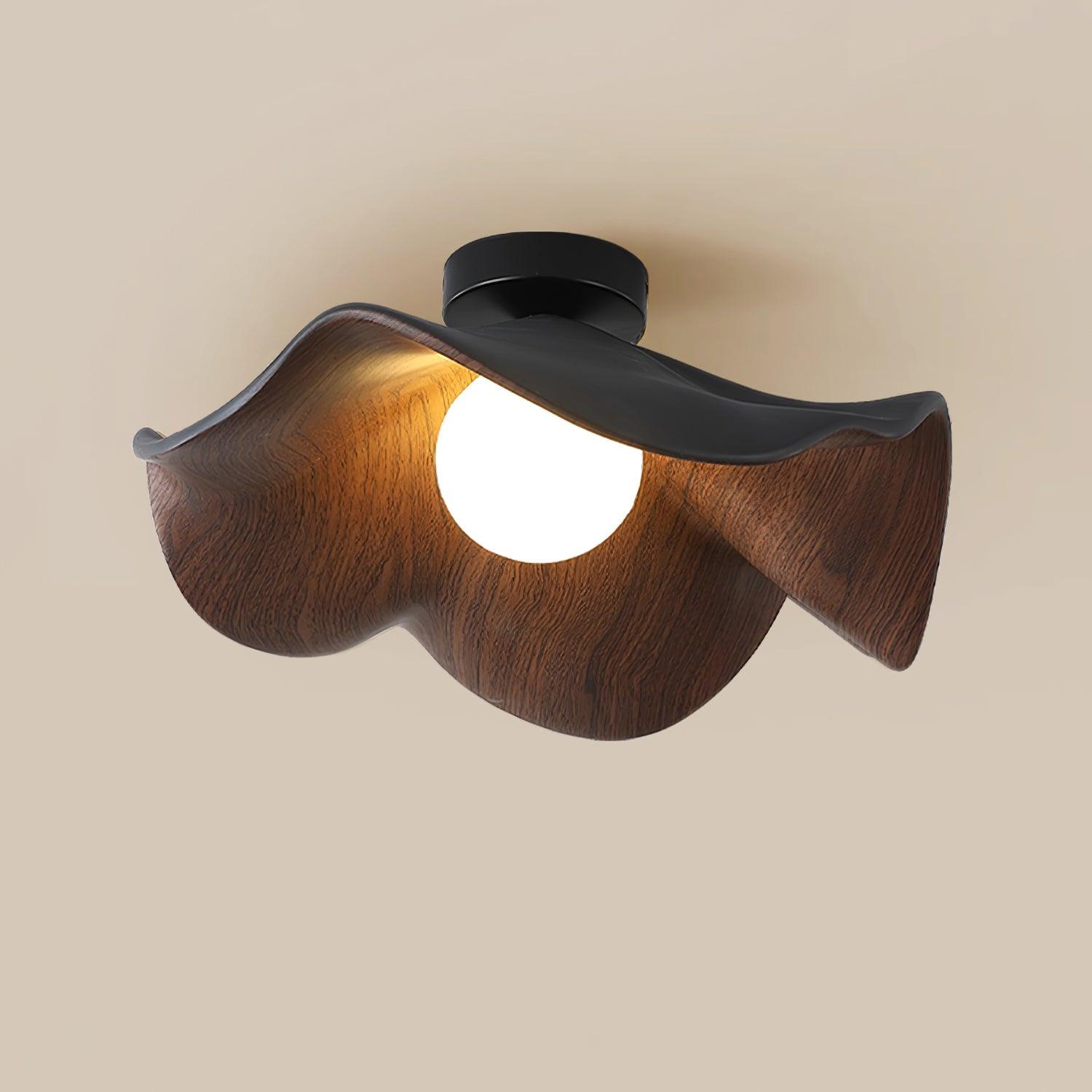 Belenor Ceiling Lamp Lotus Leaf with Wood and White Finish-Neutral Decor