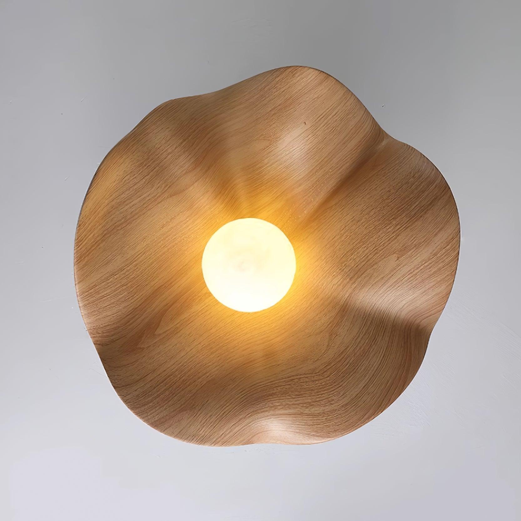 Belenor Ceiling Lamp Lotus Leaf with Wood and White Finish-Neutral Decor