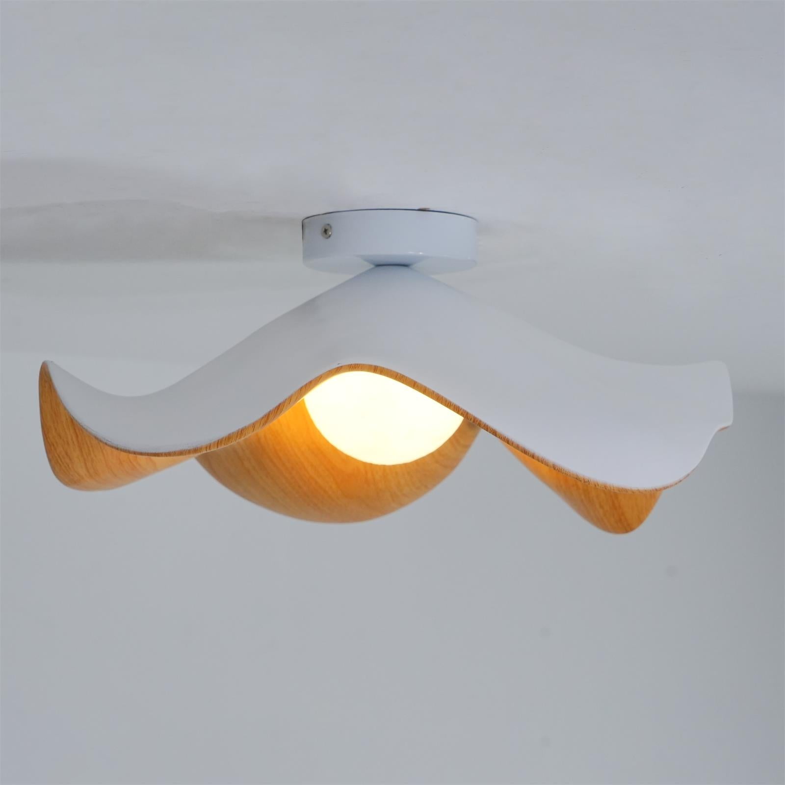 Belenor Ceiling Lamp Lotus Leaf with Wood and White Finish-Neutral Decor