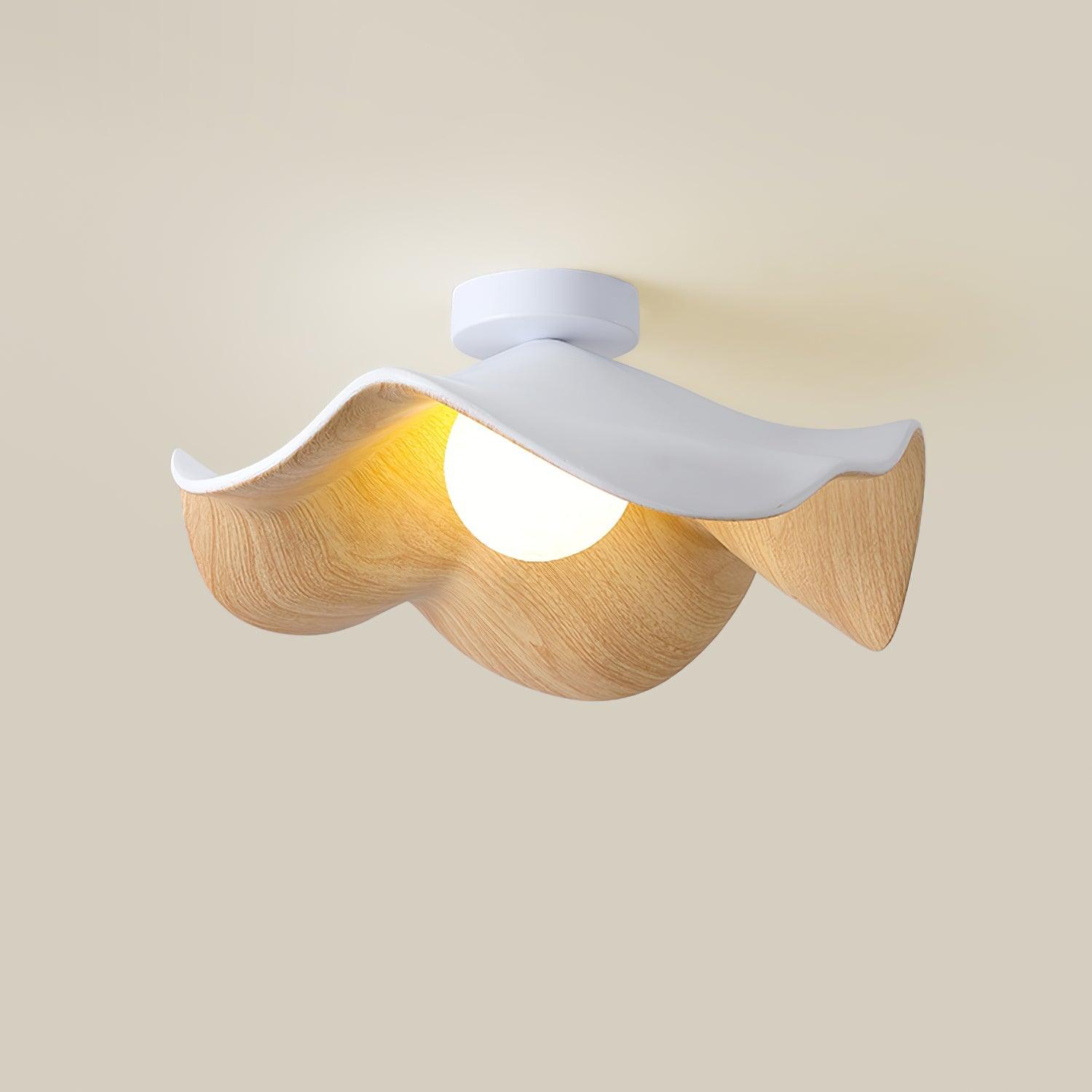 Belenor Ceiling Lamp Lotus Leaf with Wood and White Finish-Neutral Decor
