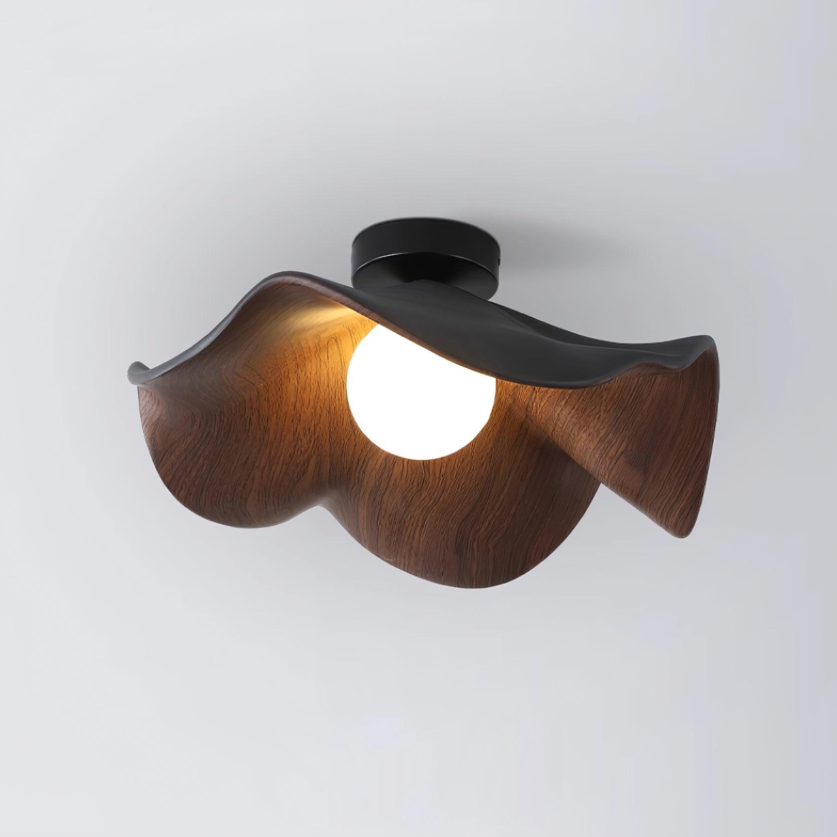 Belenor Ceiling Lamp Lotus Leaf with Wood and White Finish-Neutral Decor